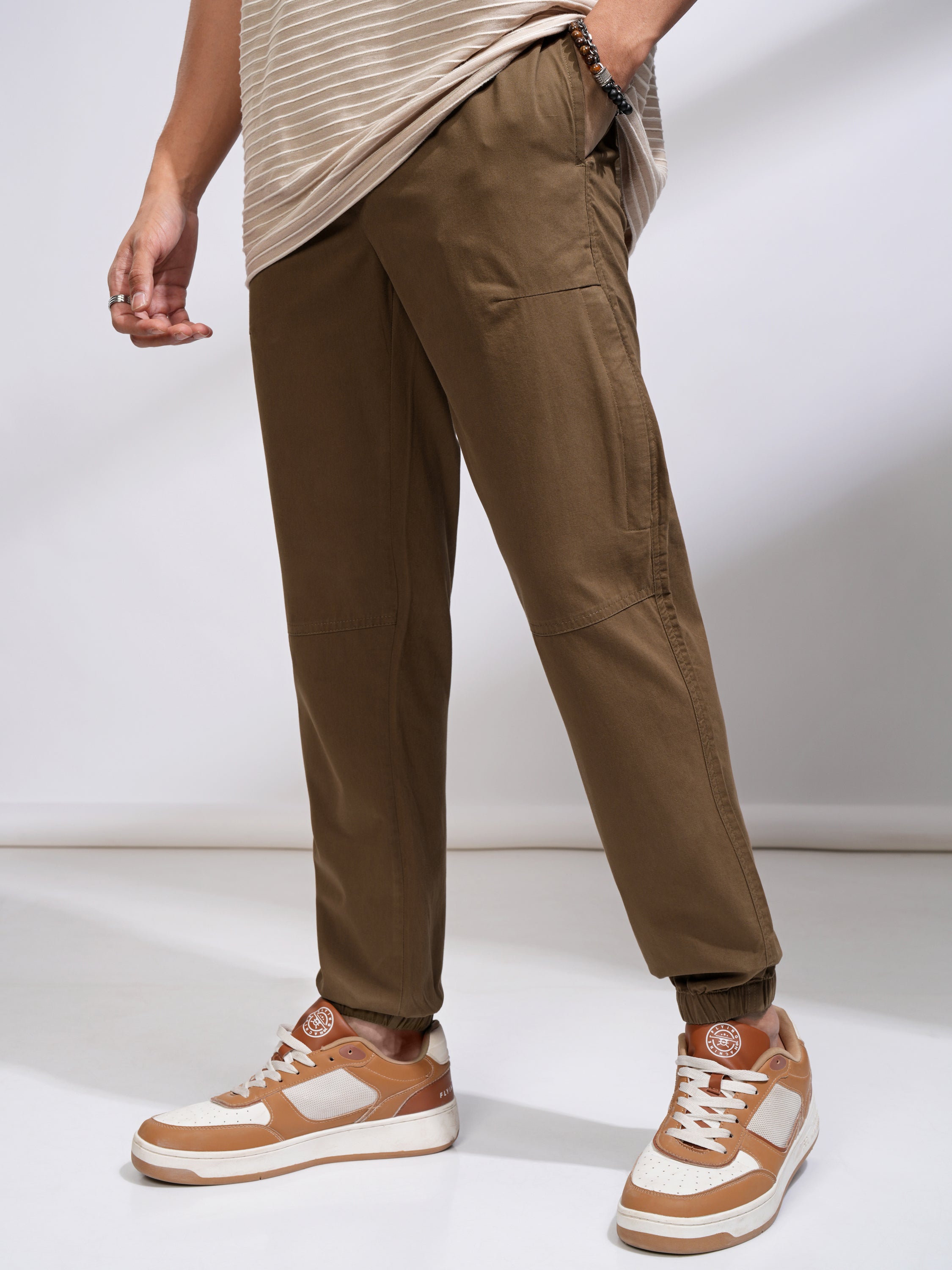 Highlander Men Brown Relaxed Fit Solid Joggers - Brown - Image 4