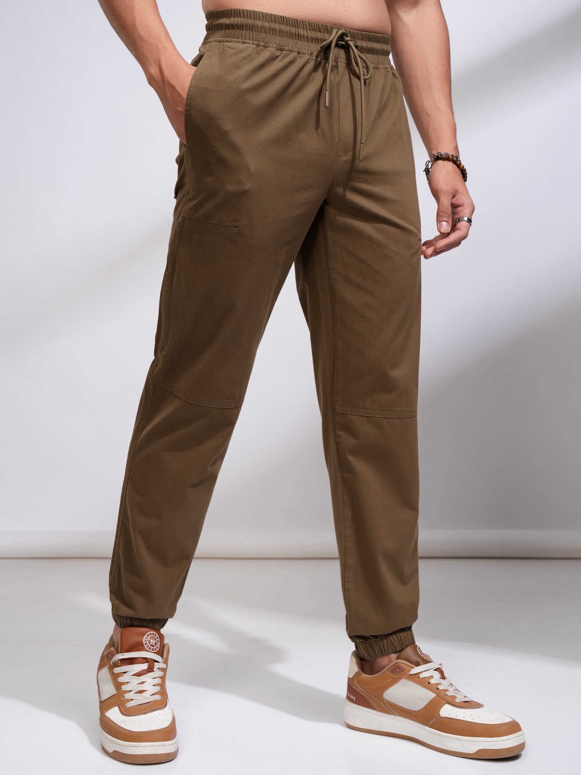 Highlander Men Brown Relaxed Fit Solid Joggers - Brown - Image 6