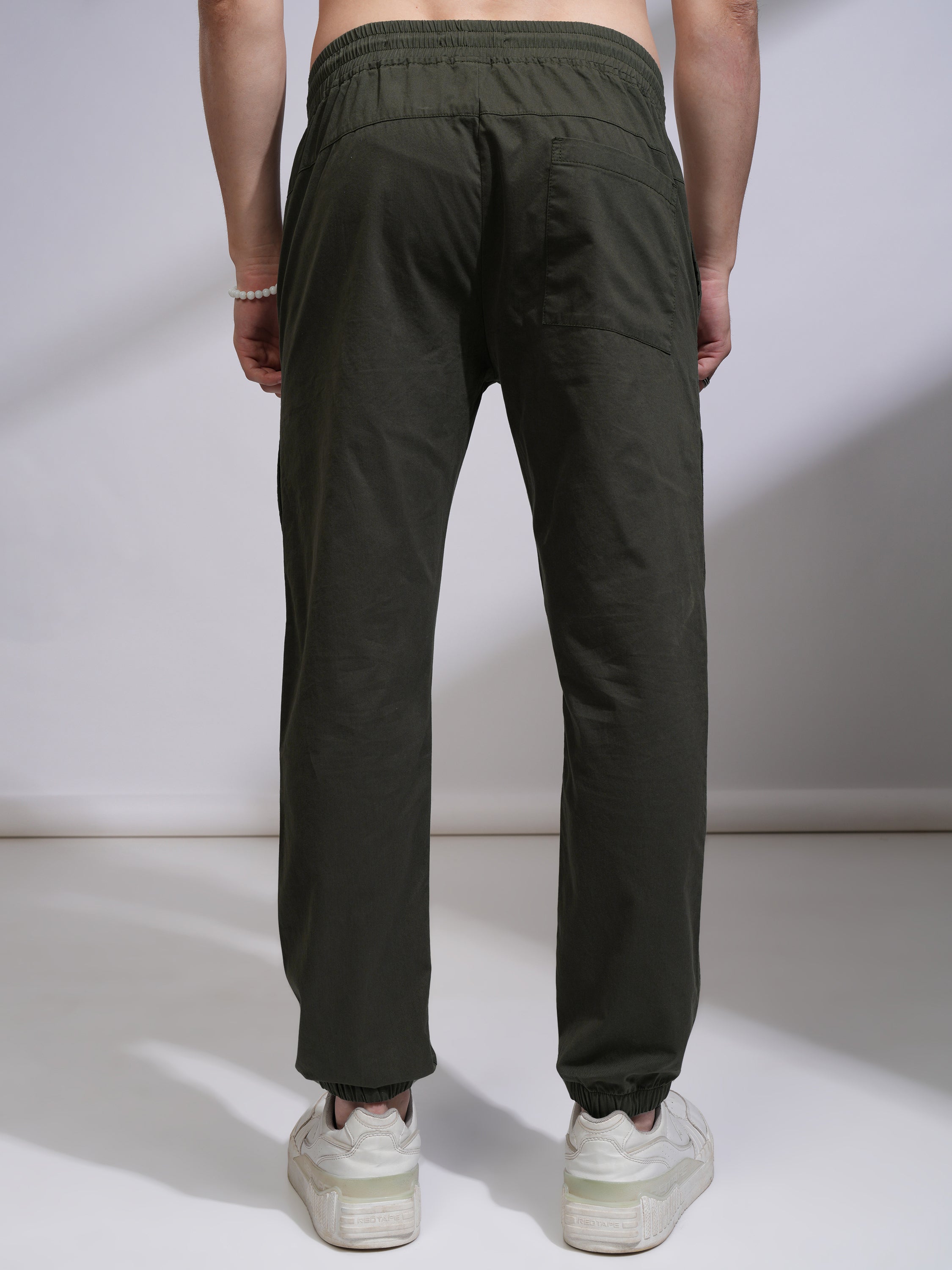 Highlander Men Green Slim Fit Solid Joggers - Green - Image 3
