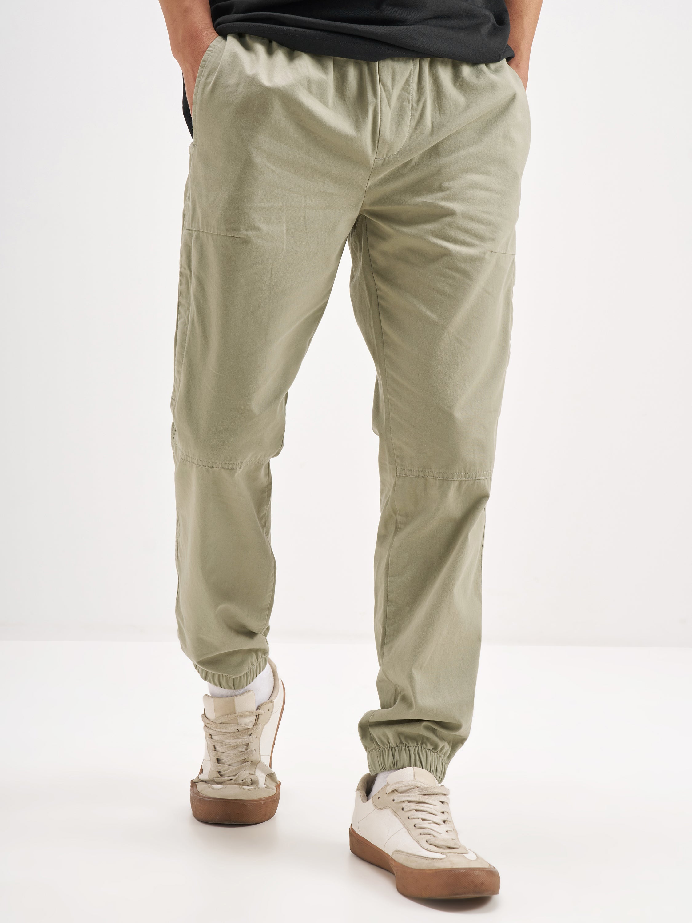 Highlander Men Olive Regular Fit Solid Joggers - Olive - Image 1