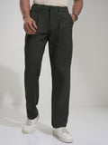 Highlander Men Olive Slim Fit Solid Casual Trouser - Olive - Image 1