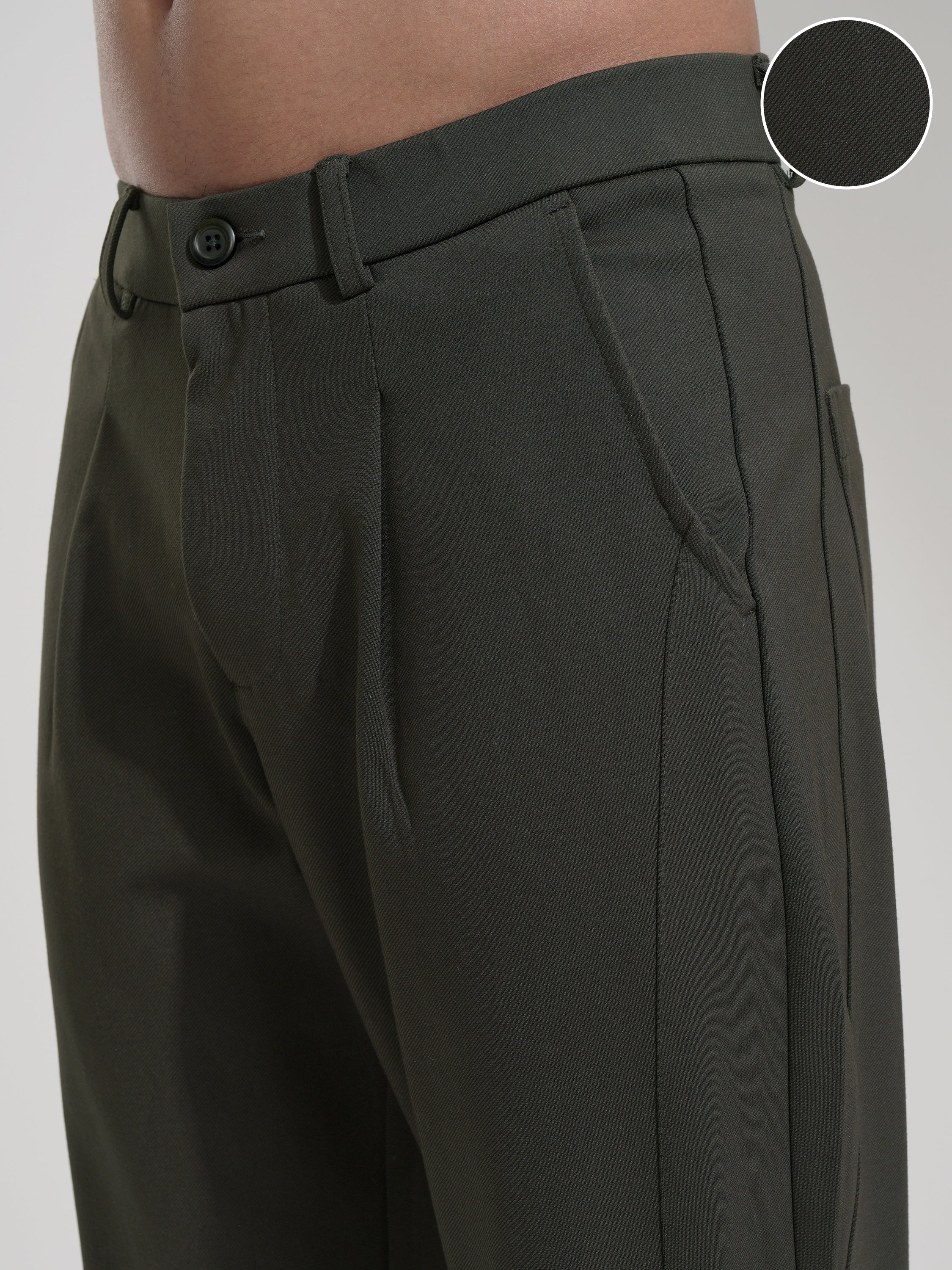 Highlander Men Olive Slim Fit Solid Casual Trouser - Olive - Image 5
