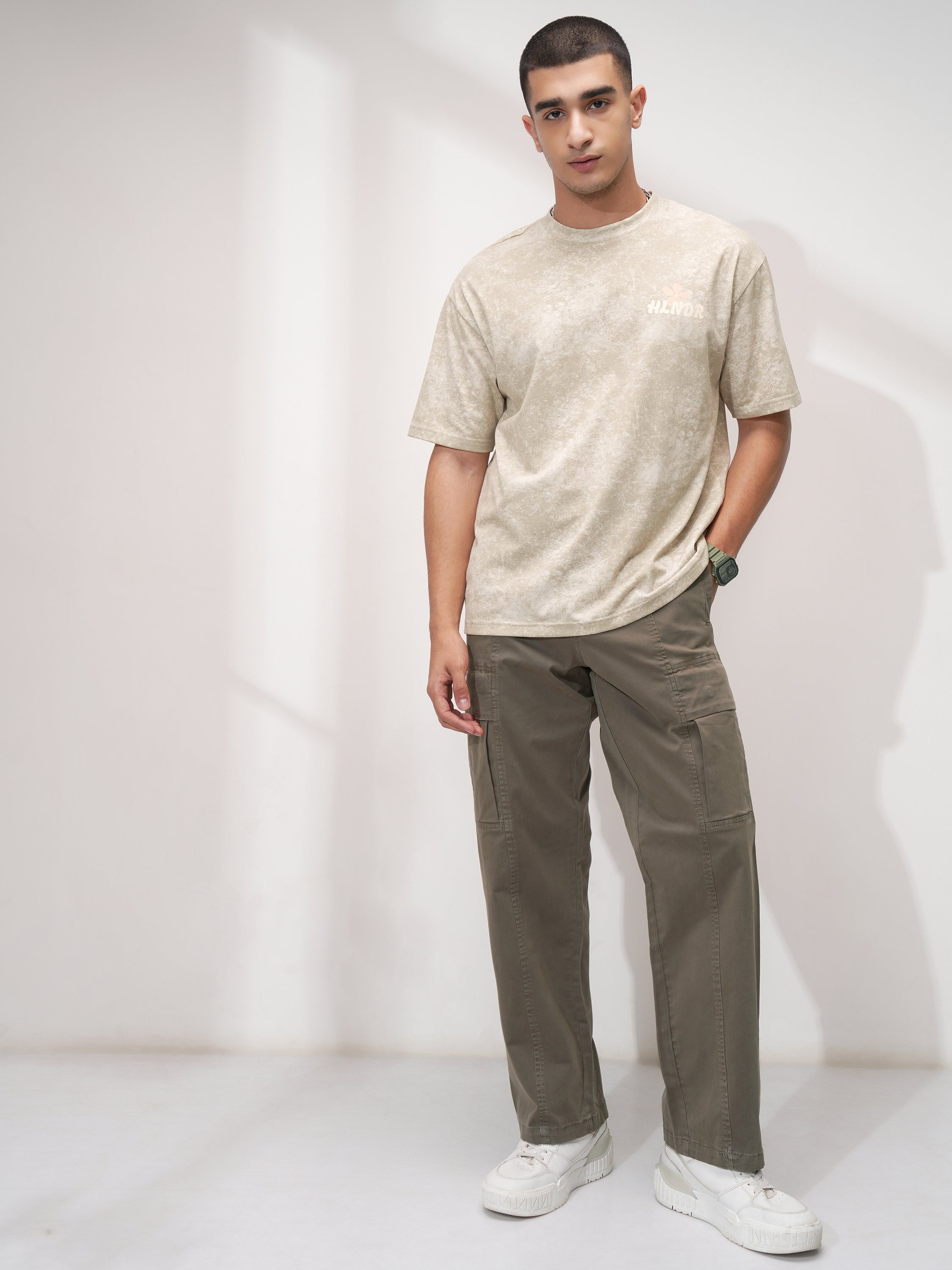 Highlander Men Brown Straight Fit Solid Cargo - Brown - Image 2