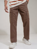 Highlander Men Brown Straight Fit Solid Cargos - Brown - Image 1