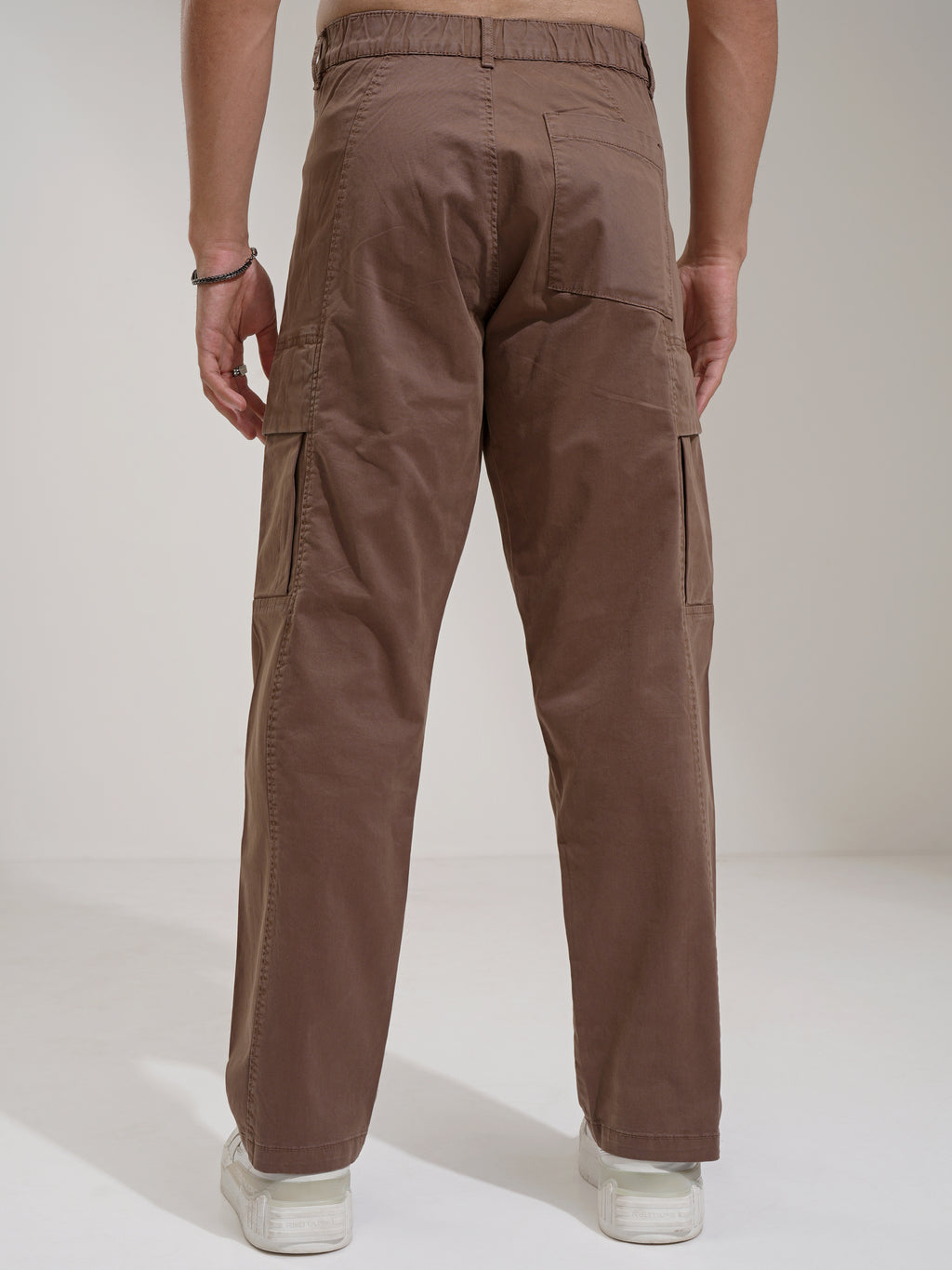 Highlander Men Brown Straight Fit Solid Cargos - Brown - Image 3