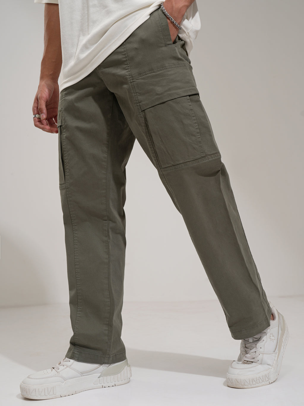 Highlander Men Teal Straight Fit Solid Cargo - Teal - Image 1