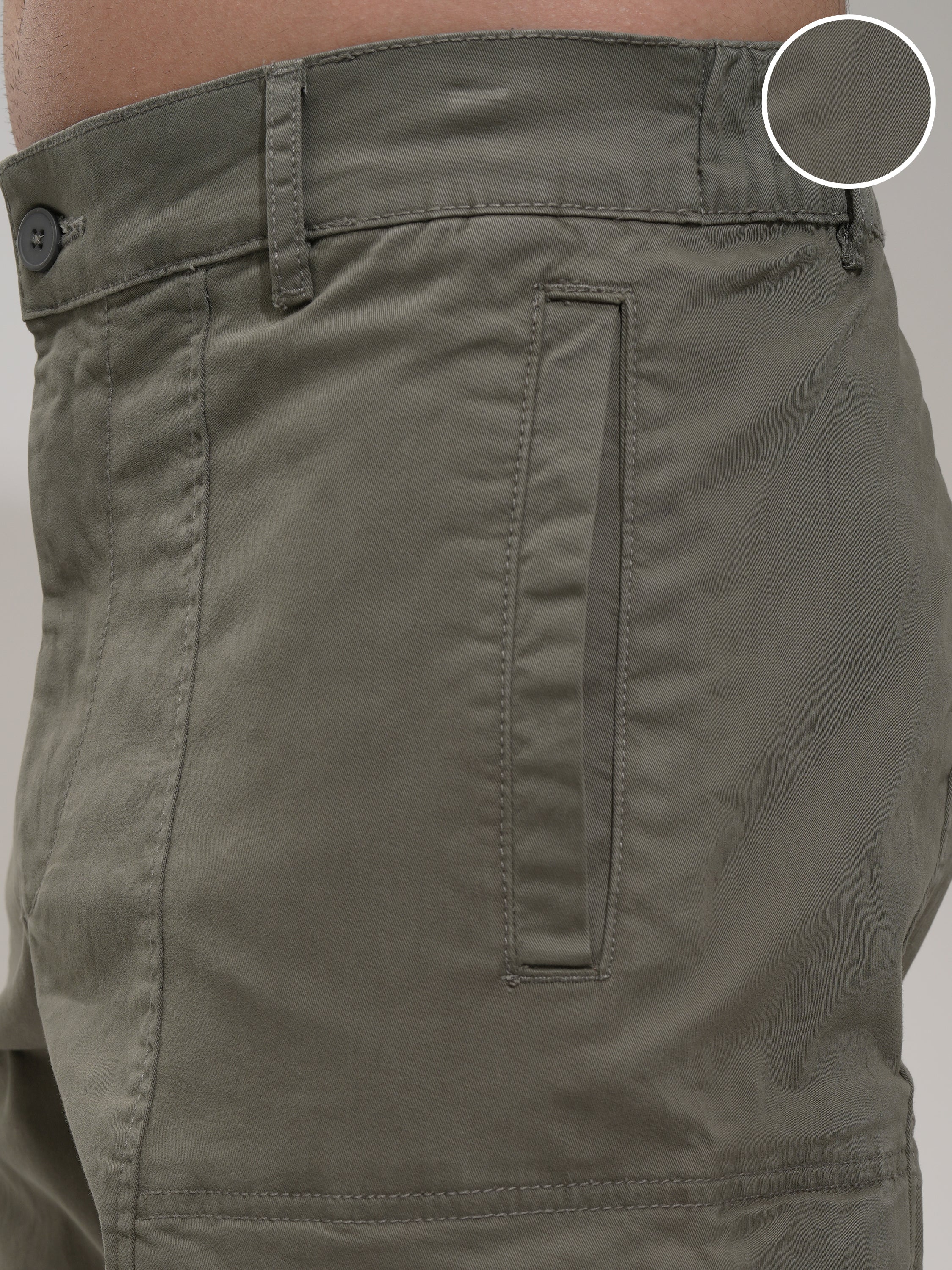 Highlander Men Teal Straight Fit Solid Cargo - Teal - Image 5