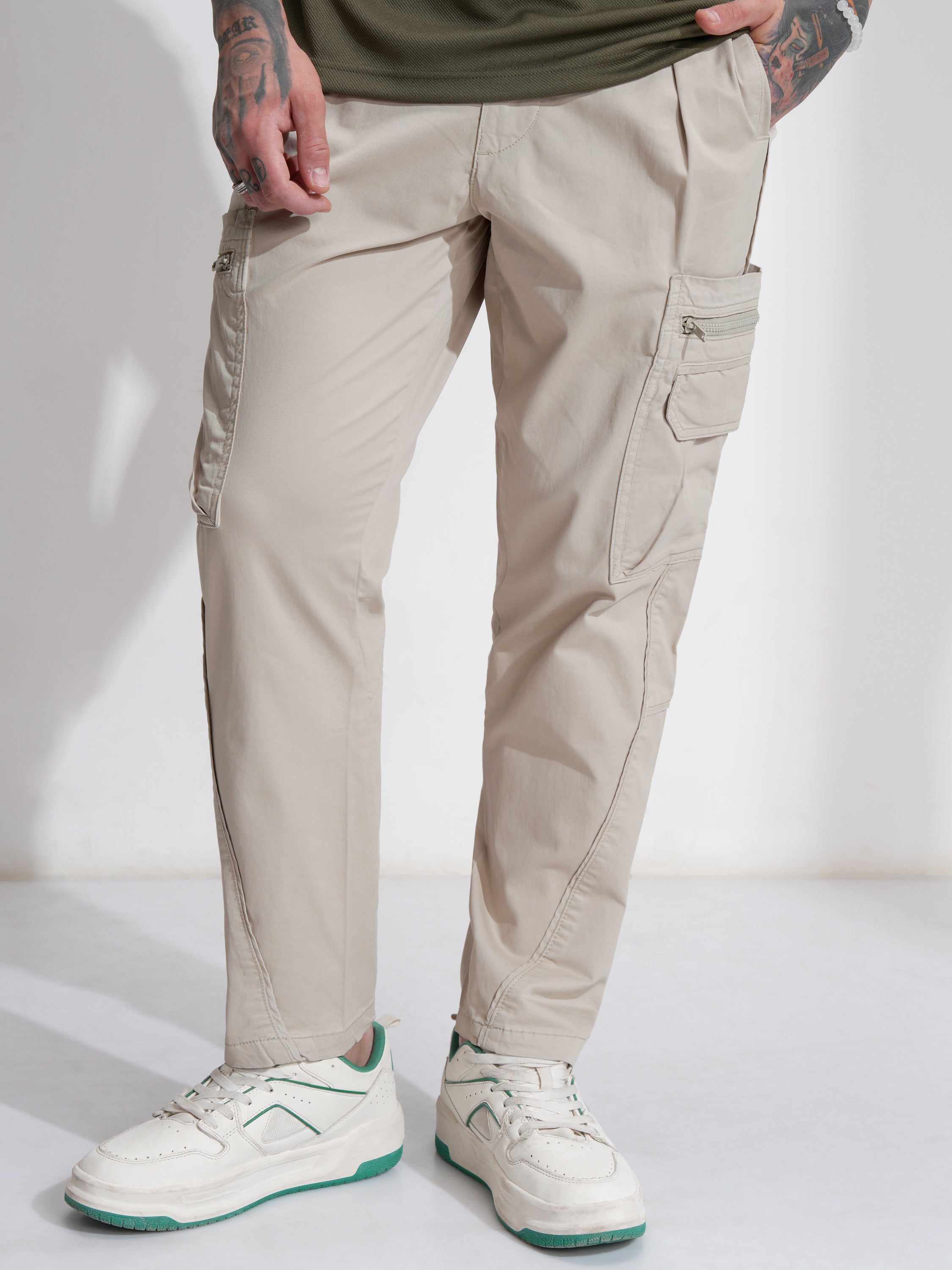 Highlander Men Grey Straight Fit Solid Cargo - Grey - Image 1