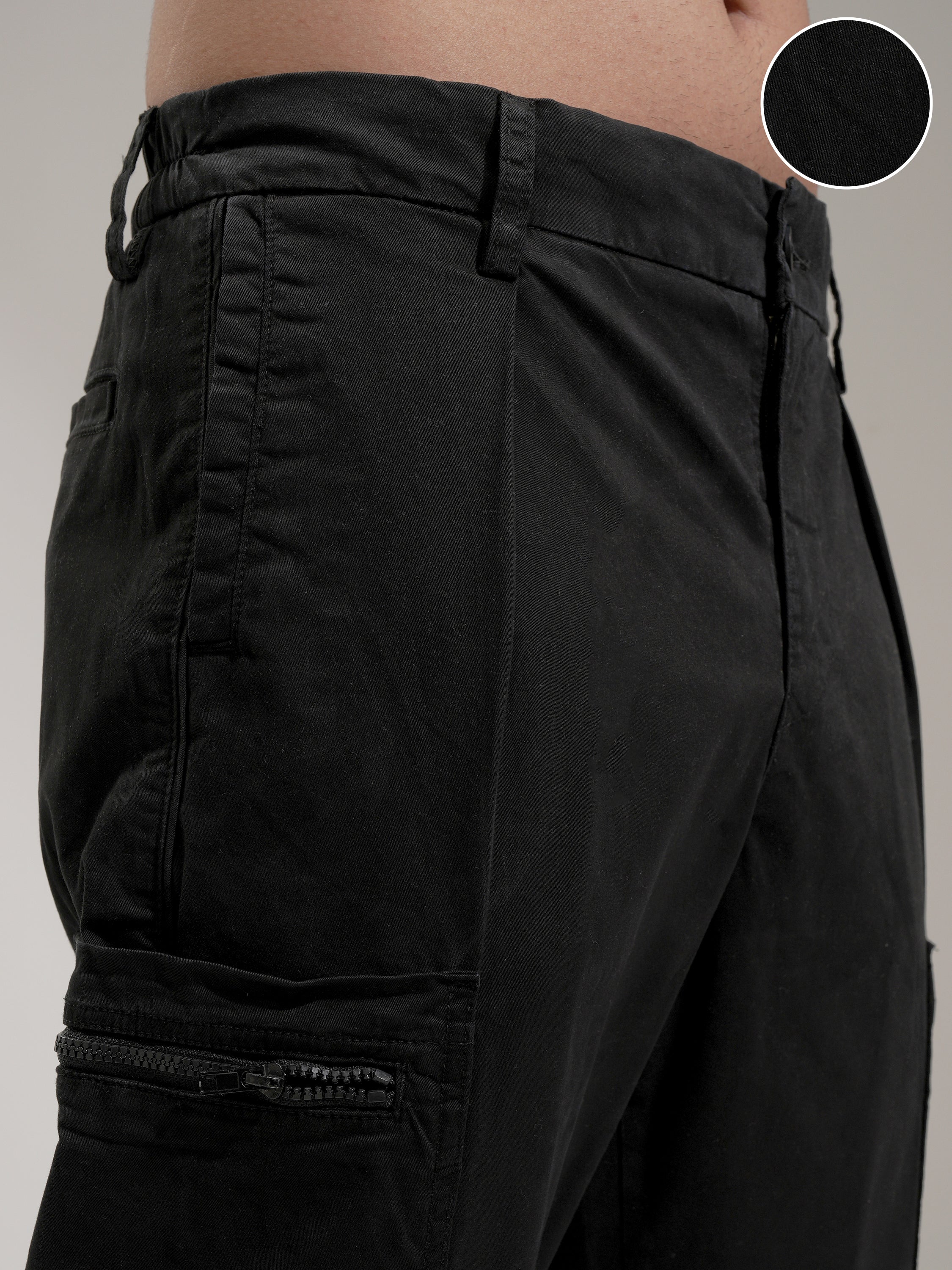 Highlander Men Black Straight Fit Solid Cargo - Black - Image 5