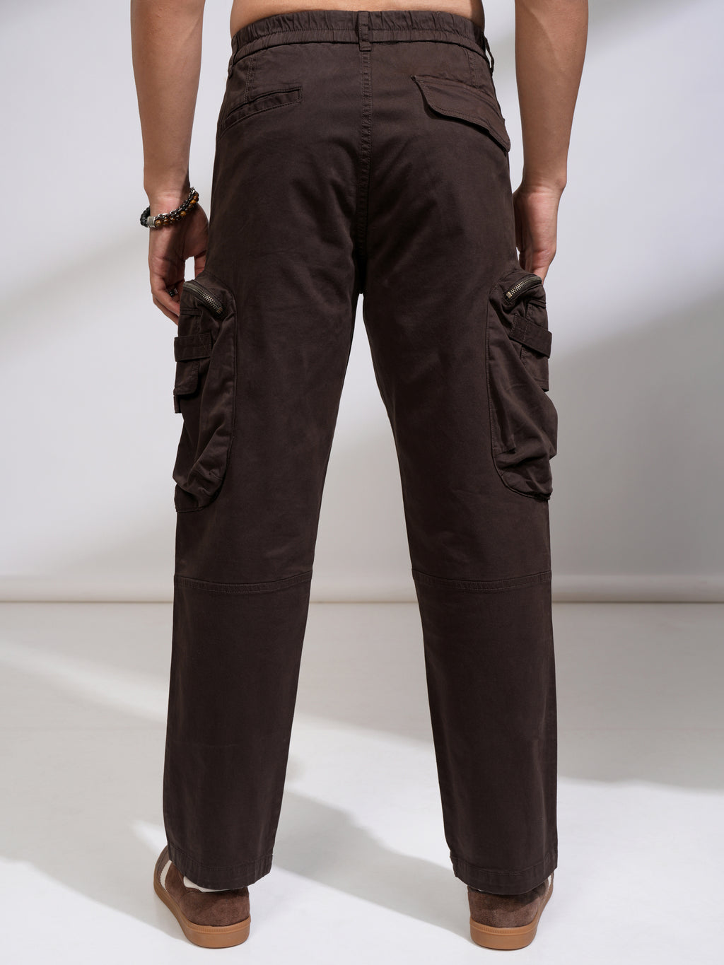 Highlander Men Brown Straight Fit Solid Casual Trouser - Brown - Image 3