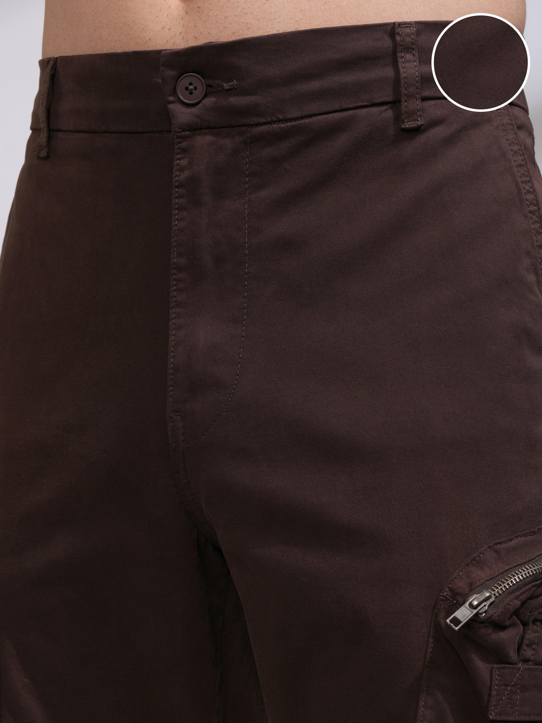 Highlander Men Brown Straight Fit Solid Casual Trouser - Brown - Image 5