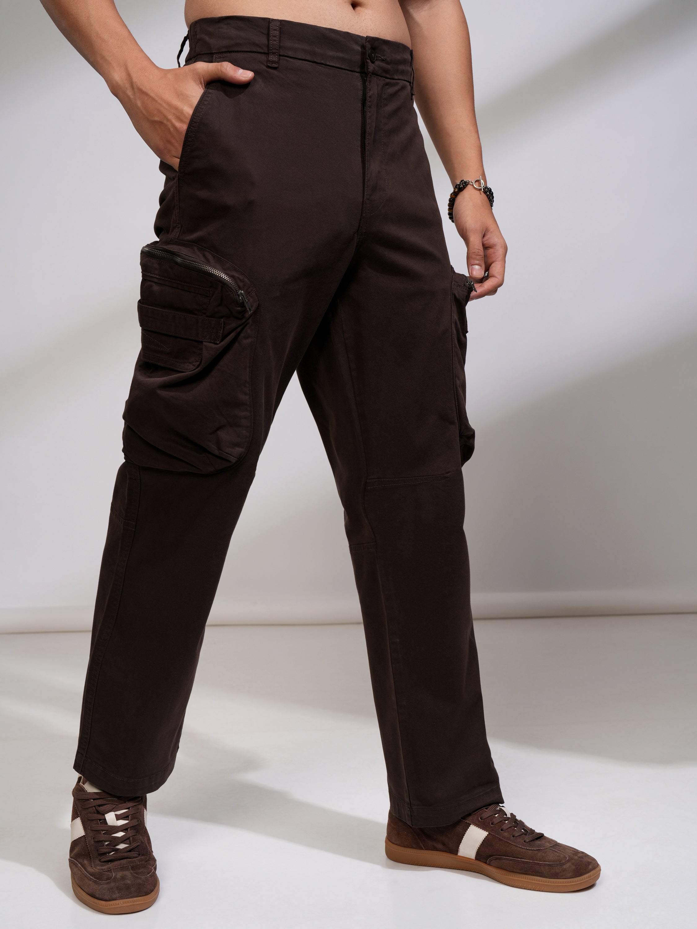Highlander Men Brown Straight Fit Solid Casual Trouser - Brown - Image 6