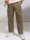 Highlander Men Green Straight Fit Solid Casual Trouser - Green - Image 1