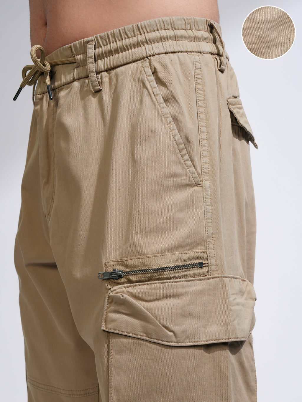 Highlander Men Beige Relaxed fit Solid Cargo - Beige - Image 5