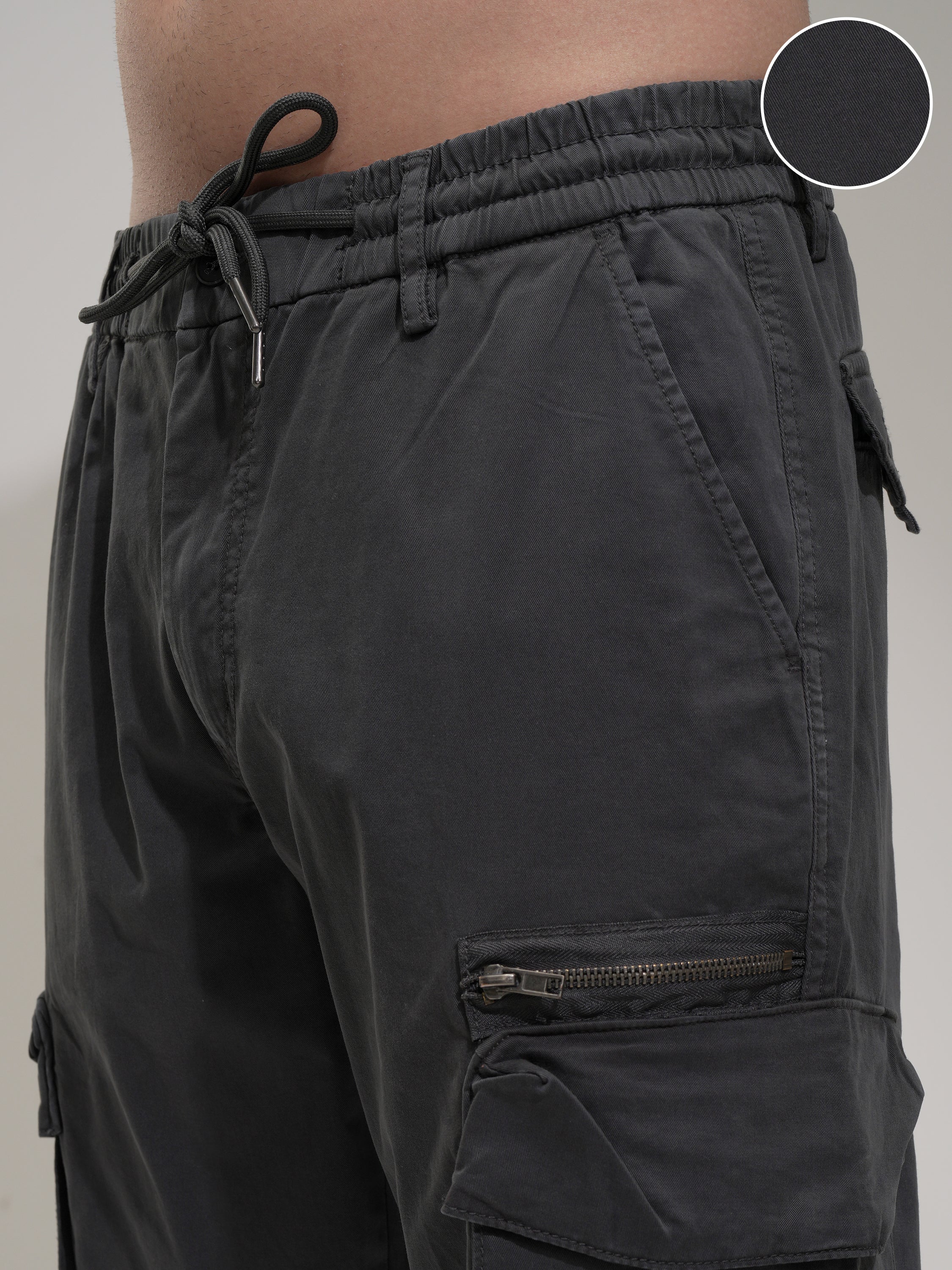 Highlander Men Grey Relaxed Fit Solid Cargo - Grey - Image 5