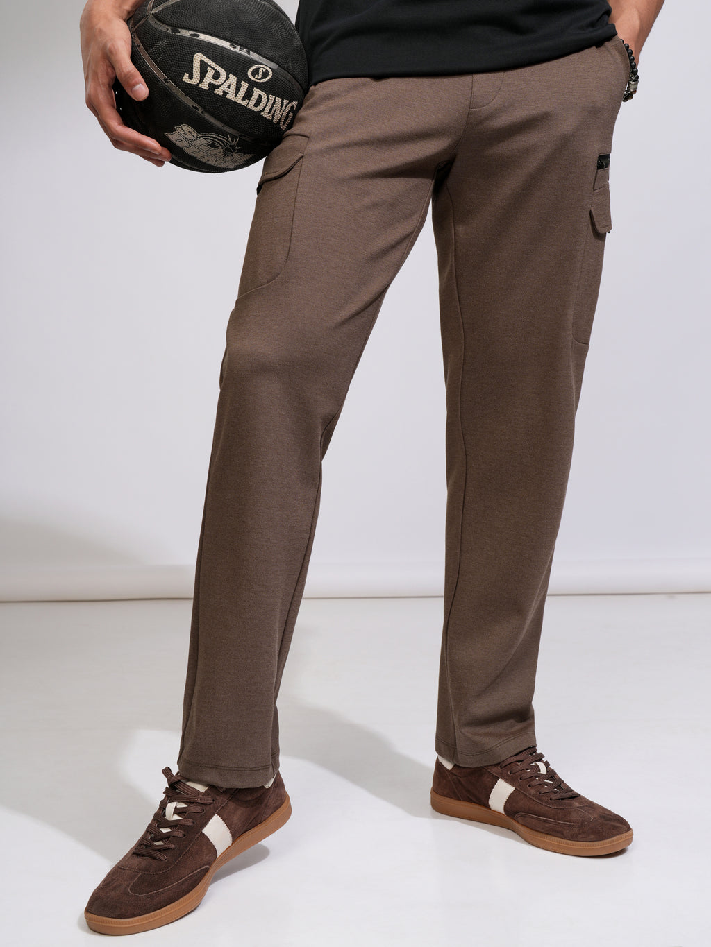Highlander Men Rust Solid Relaxed Fit Cargos - Rust - Image 1