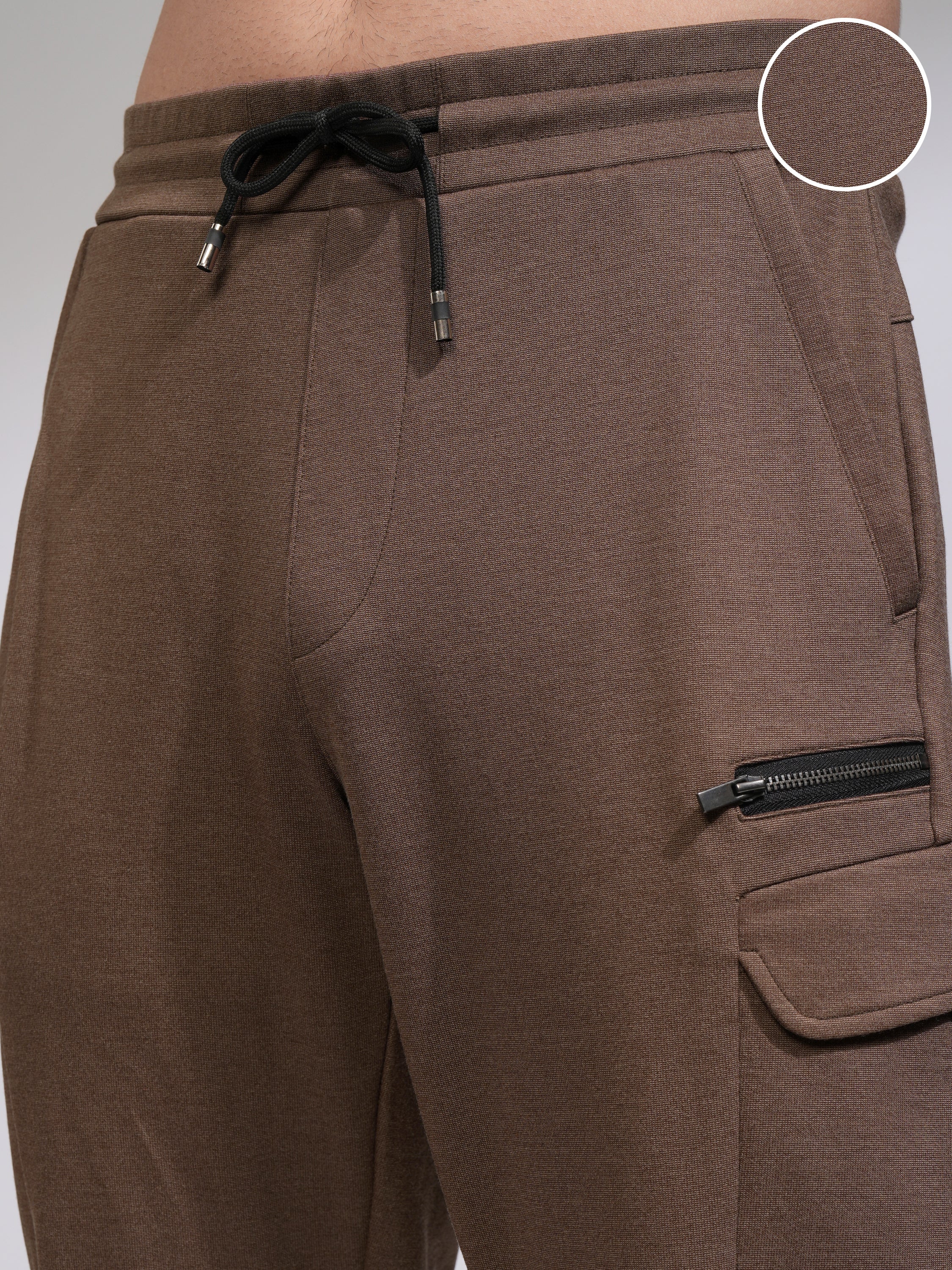 Highlander Men Rust Solid Relaxed Fit Cargos - Rust - Image 5