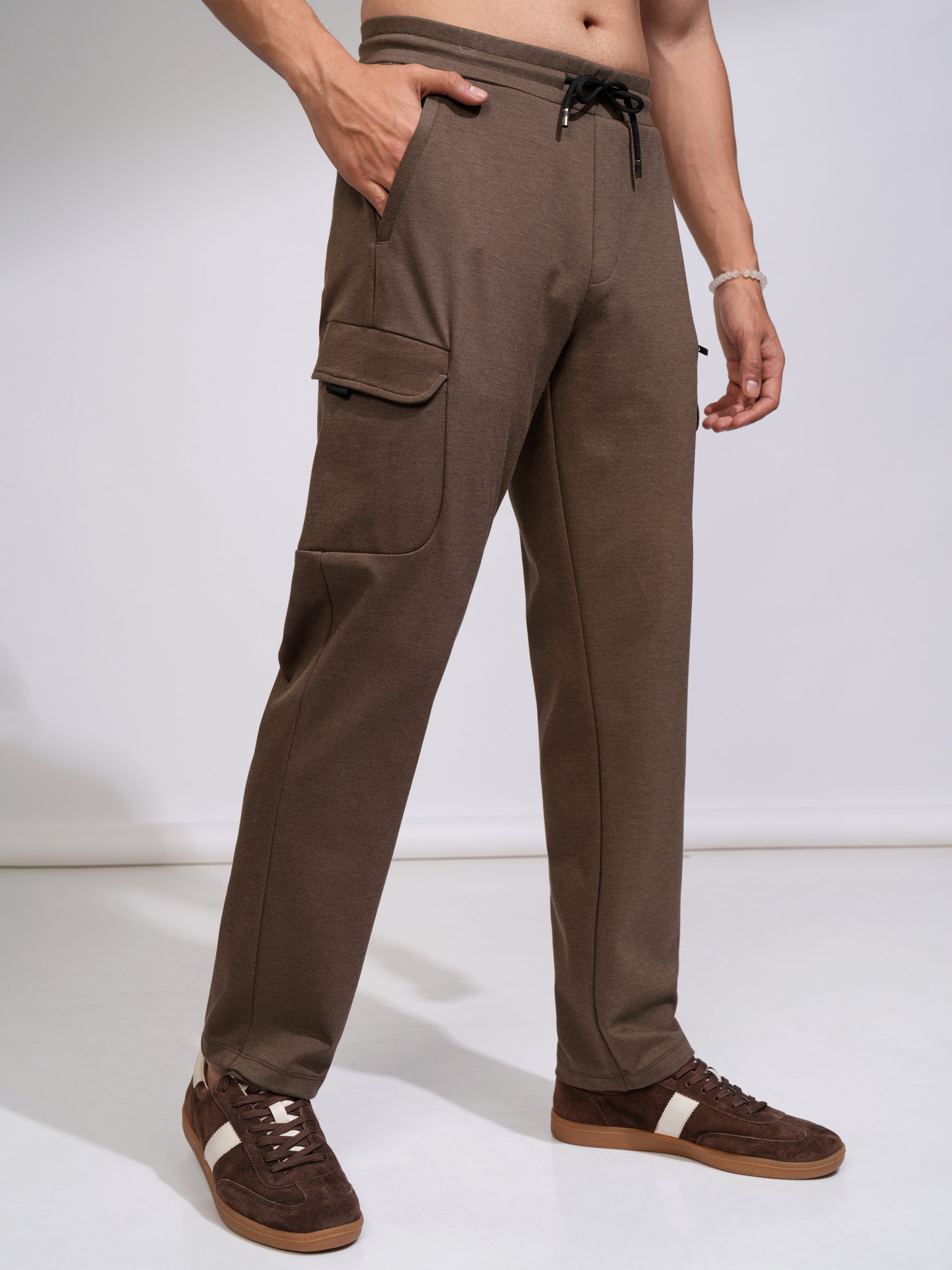 Highlander Men Rust Solid Relaxed Fit Cargos - Rust - Image 6