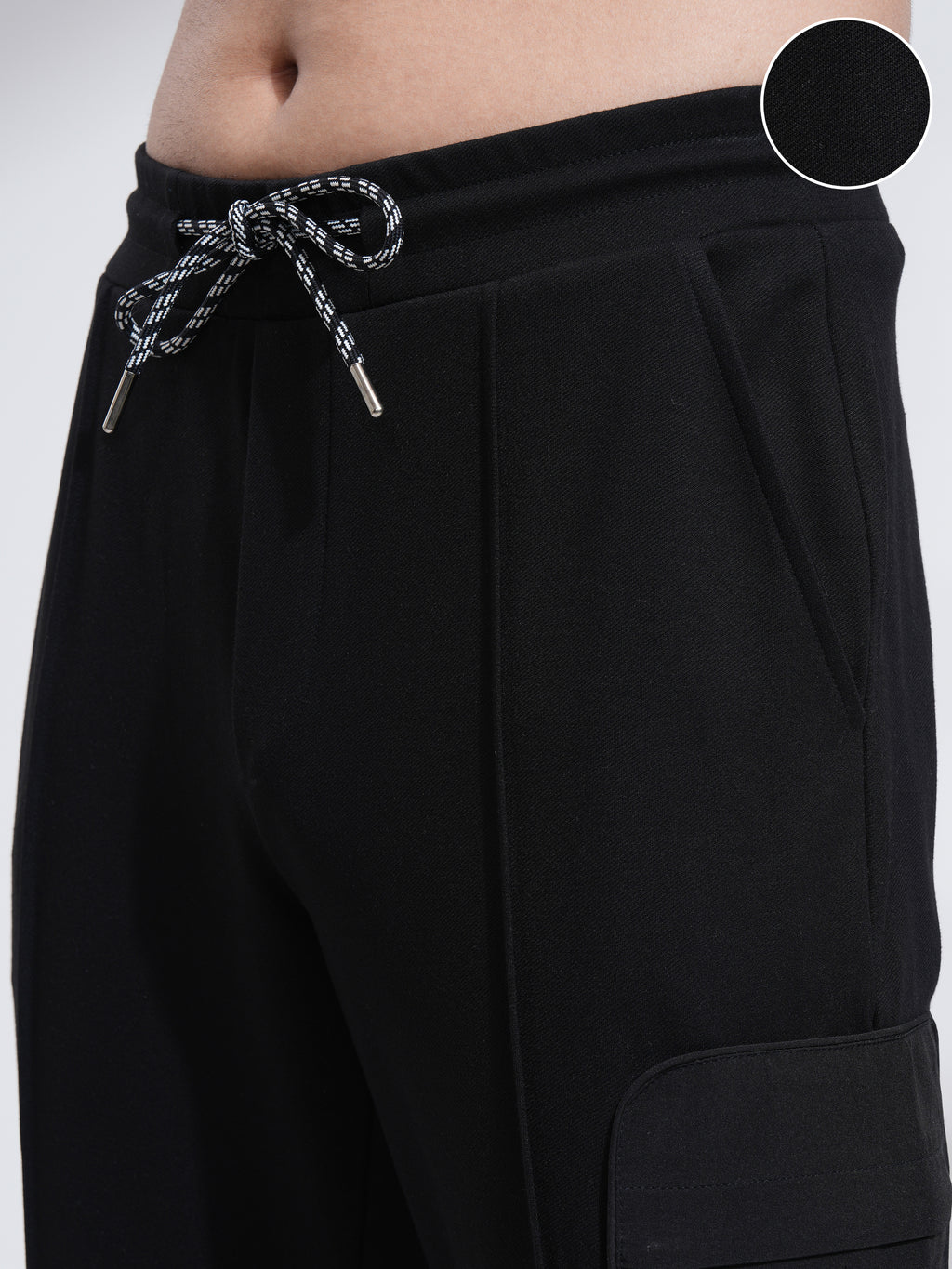 Highlander Men Black Relaxed Fit Solid Cargos - Black - Image 5