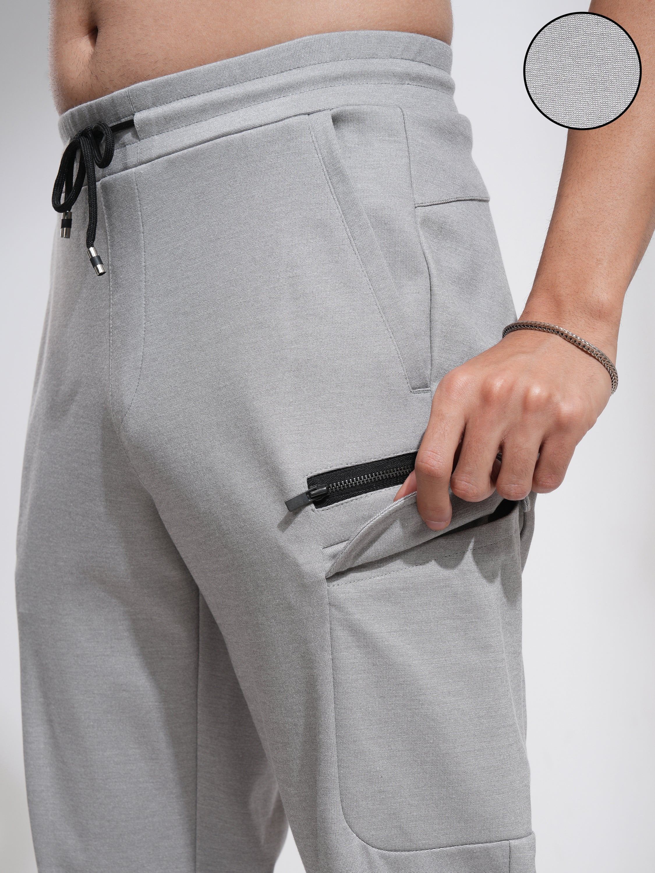 Highlander Men Grey Relaxed Fit Solid Cargos - Grey - Image 5