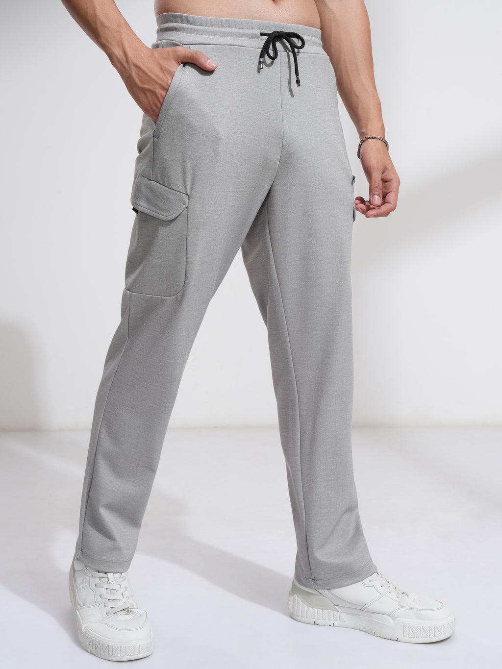 Highlander Men Grey Relaxed Fit Solid Cargos - Grey - Image 6