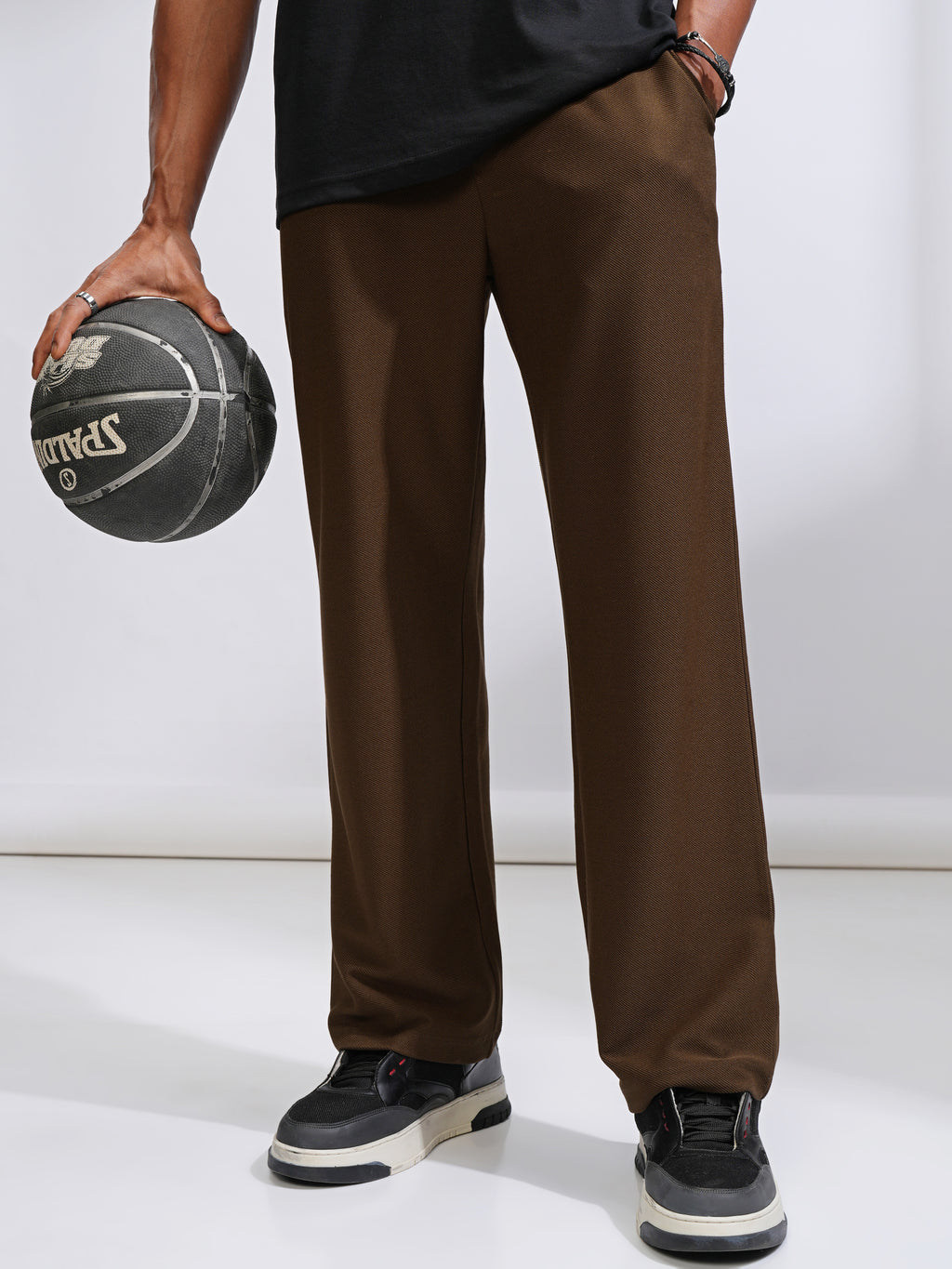 Highlander Men Brown Straight Fit Solid Casual Trouser - Brown - Image 1