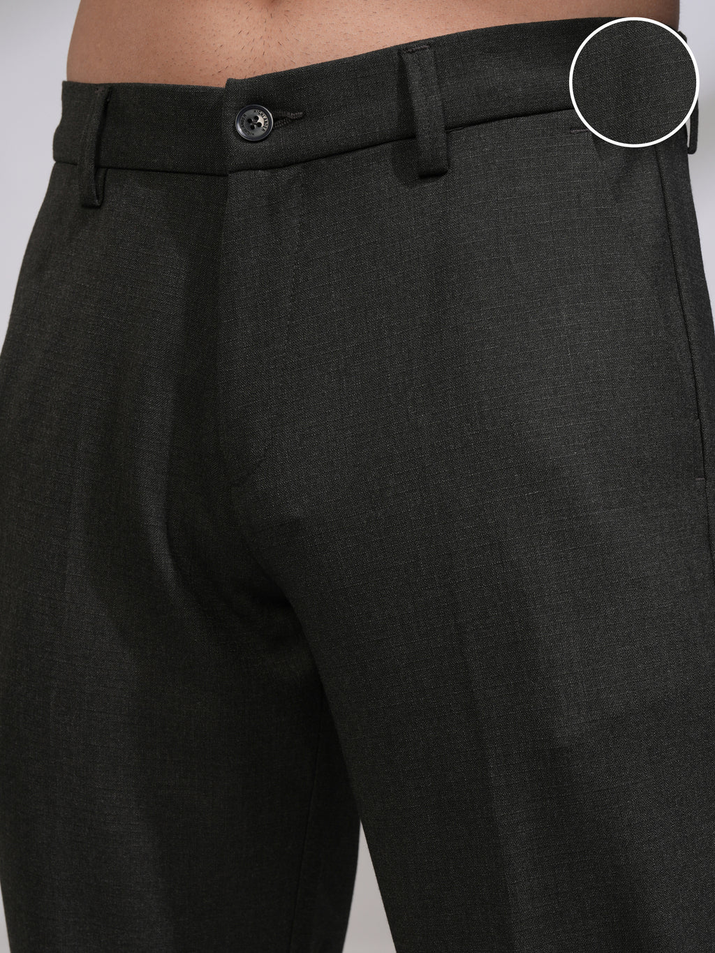 Highlander Men Charcoal Slim Fit Solid Casual Trouser - Charcoal - Image 5