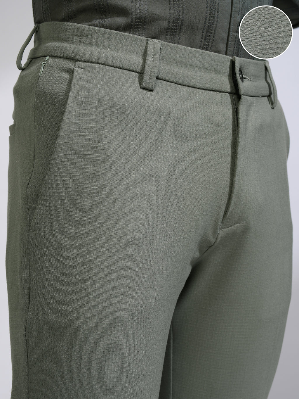 Highlander Men Olive Slim Fit Solid Casual Trouser - Olive - Image 5