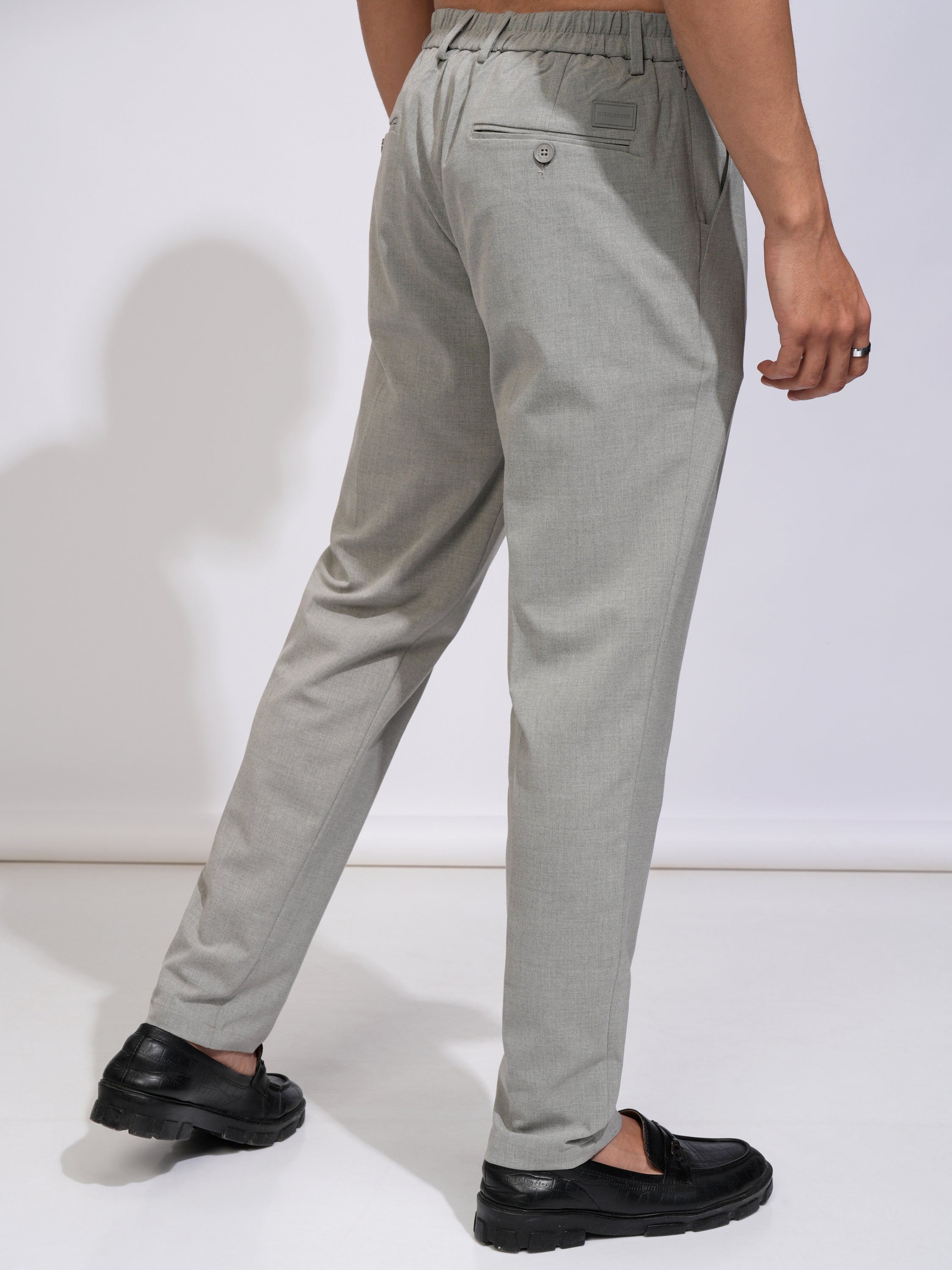 Highlander Men Grey Relaxed Fit Solid Casual Trouser - Grey - Image 3