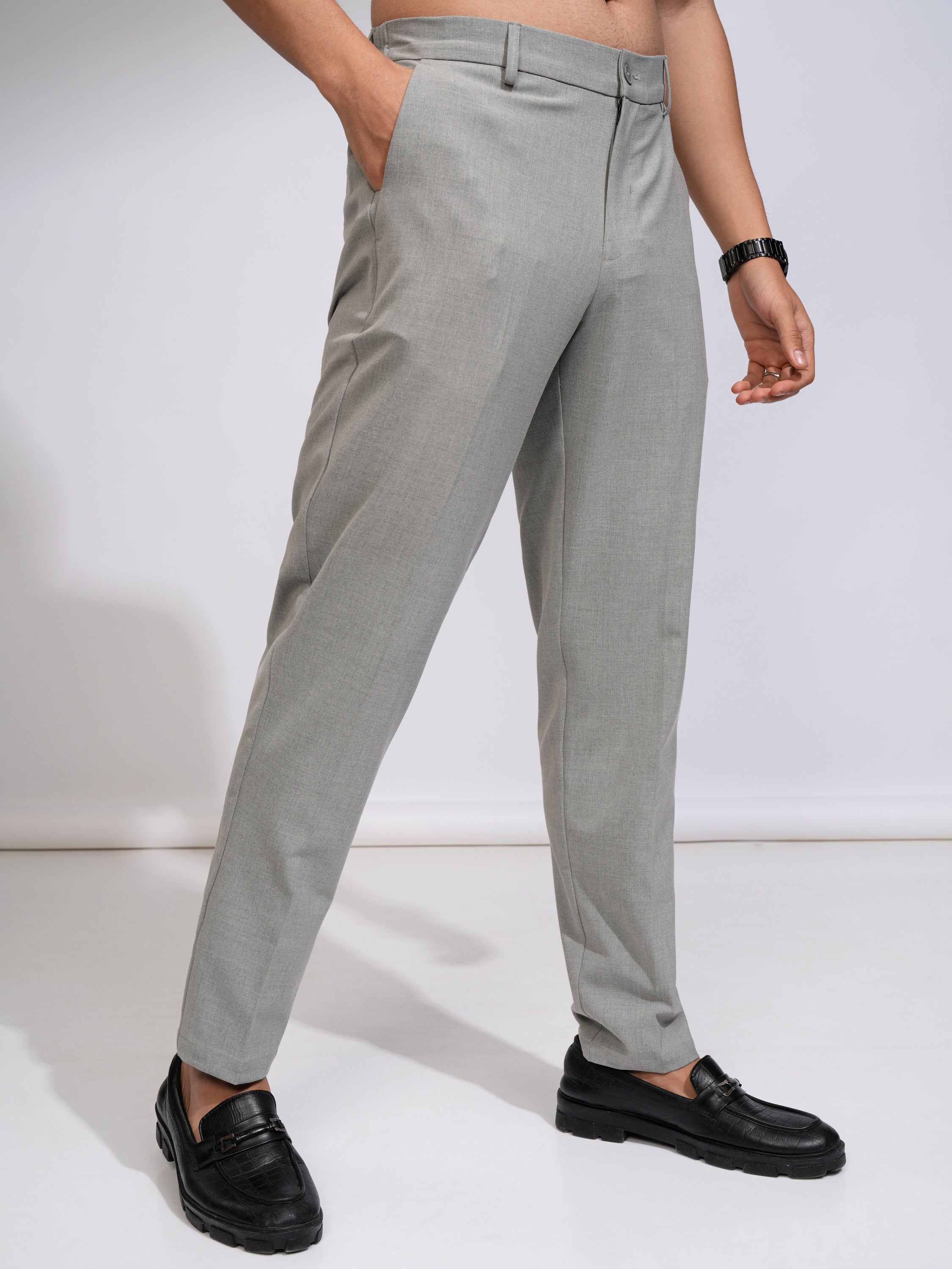 Highlander Men Grey Relaxed Fit Solid Casual Trouser - Grey - Image 6
