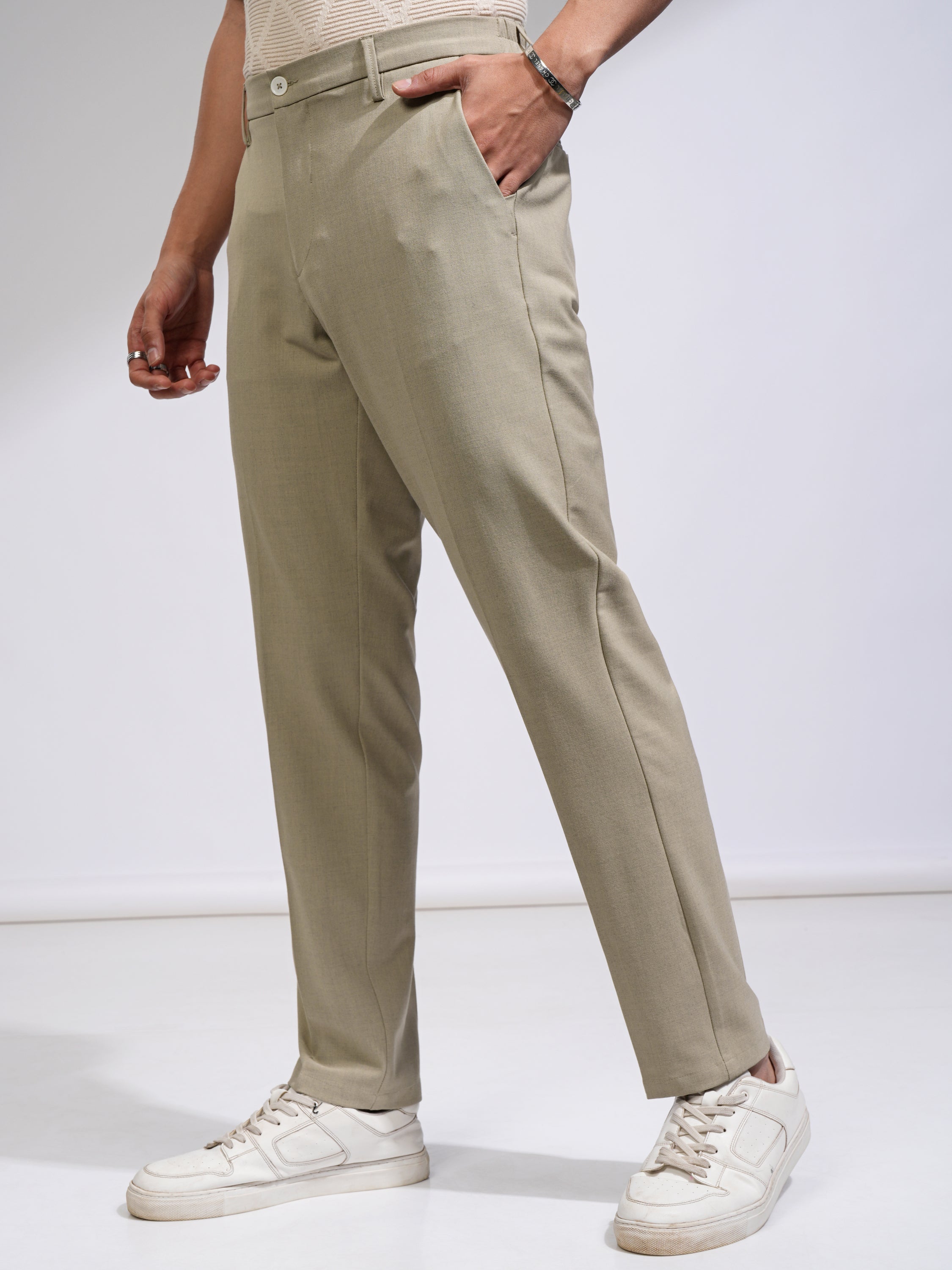 Highlander Men Yellow Relaxed Fit Solid Casual Trouser - Yellow - Image 1