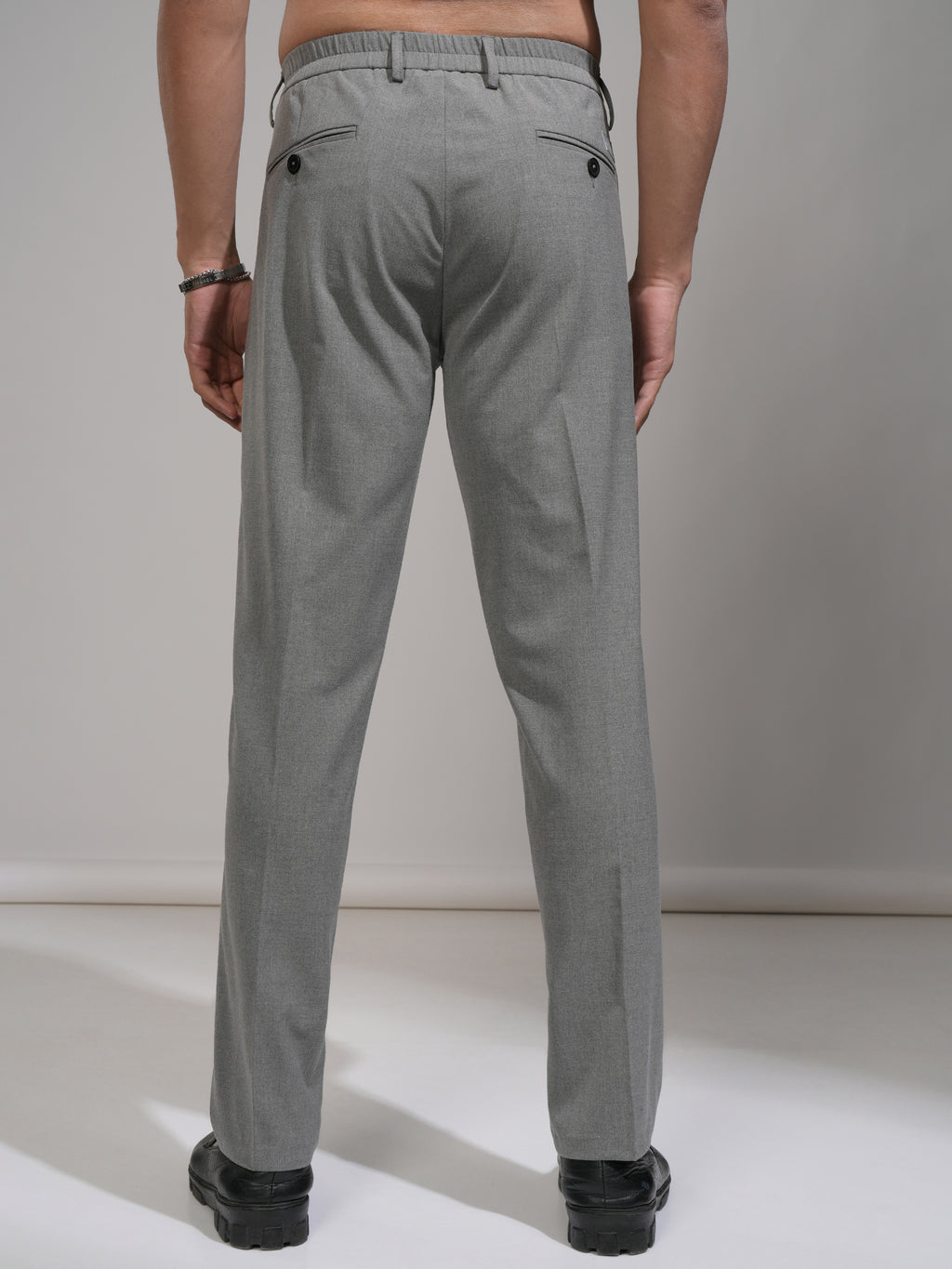 Highlander Men Grey Slim Fit Solid Formal Trouser - Grey - Image 3