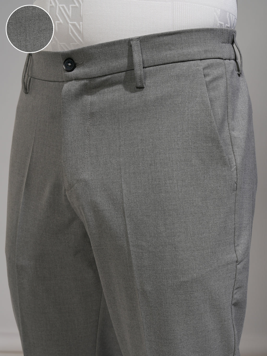 Highlander Men Grey Slim Fit Solid Formal Trouser - Grey - Image 5