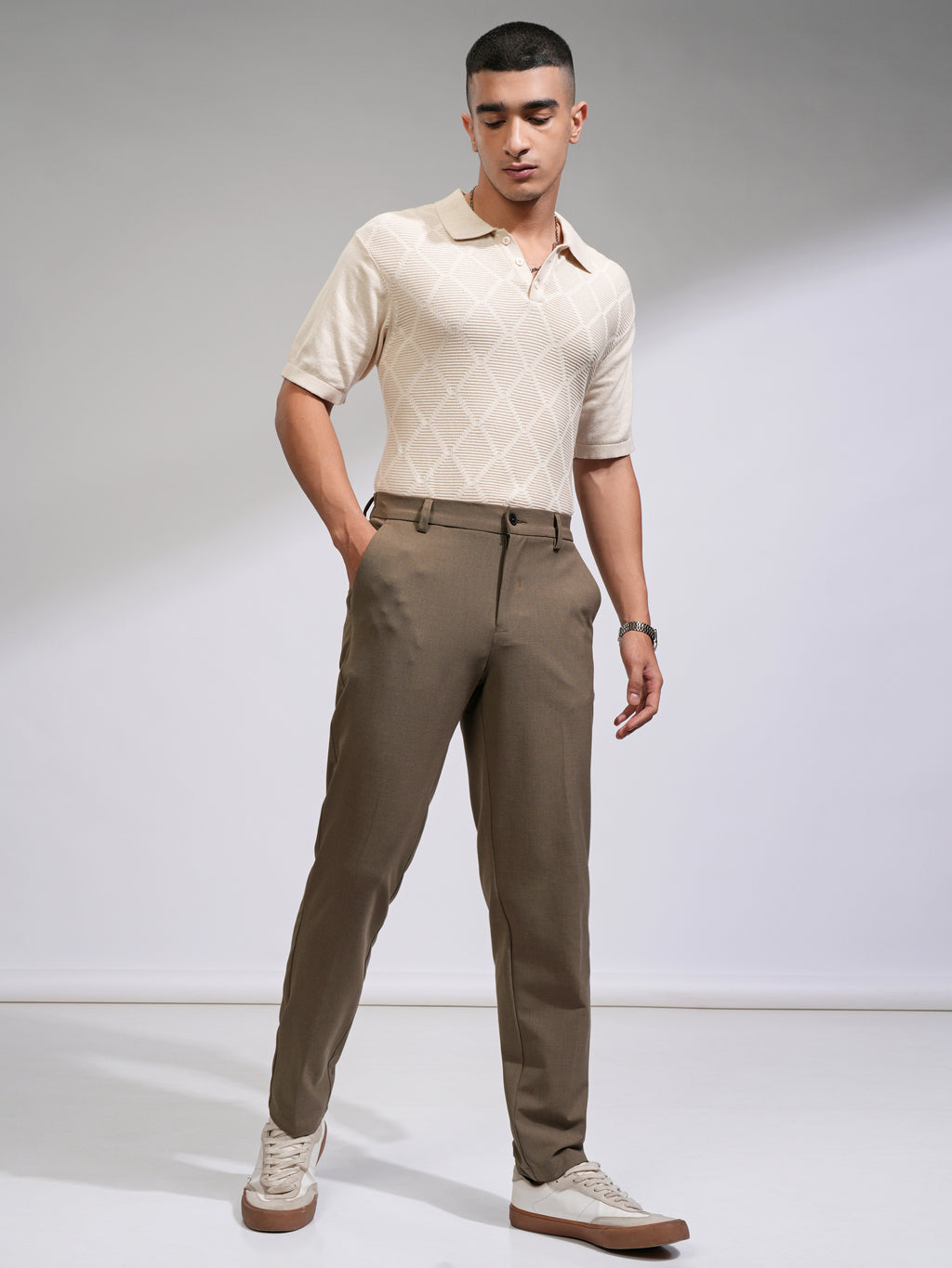 Highlander Men Brown Relaxed Fit Solid Casual Trouser - Brown - Image 2