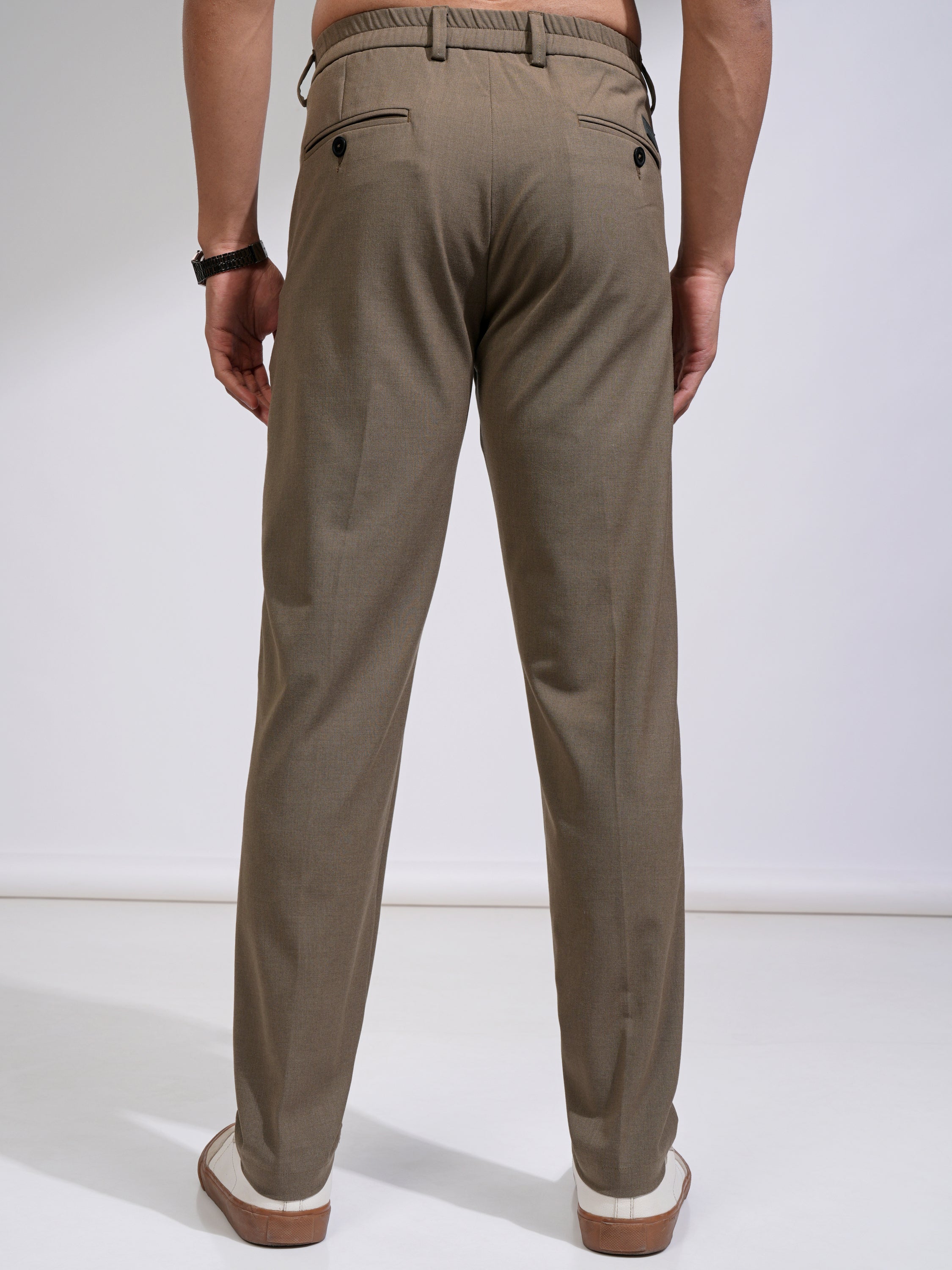 Highlander Men Brown Relaxed Fit Solid Casual Trouser - Brown - Image 3