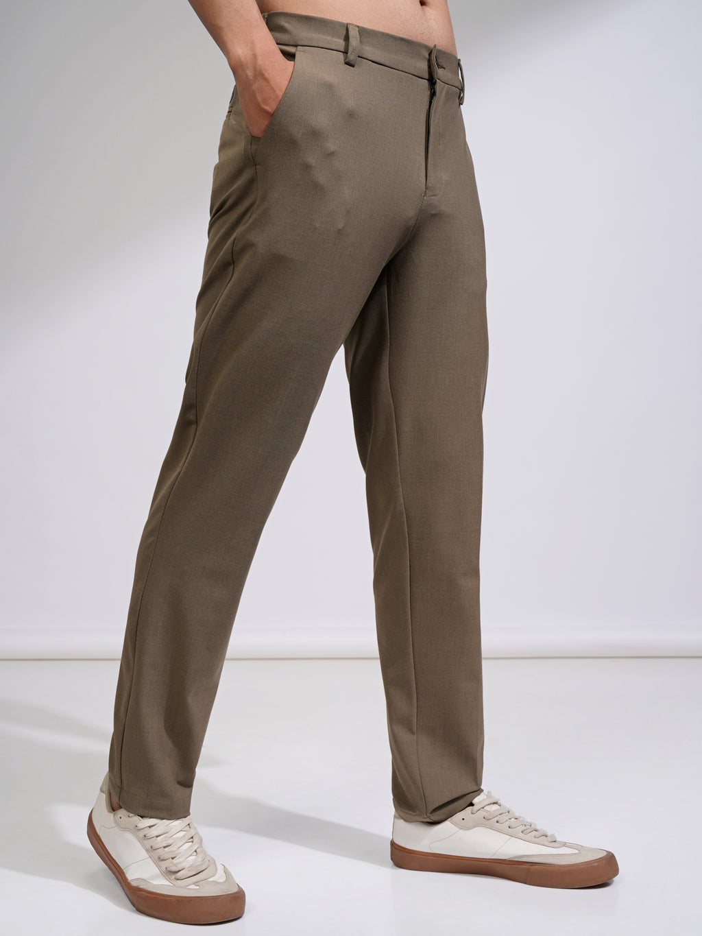 Highlander Men Brown Relaxed Fit Solid Casual Trouser - Brown - Image 6
