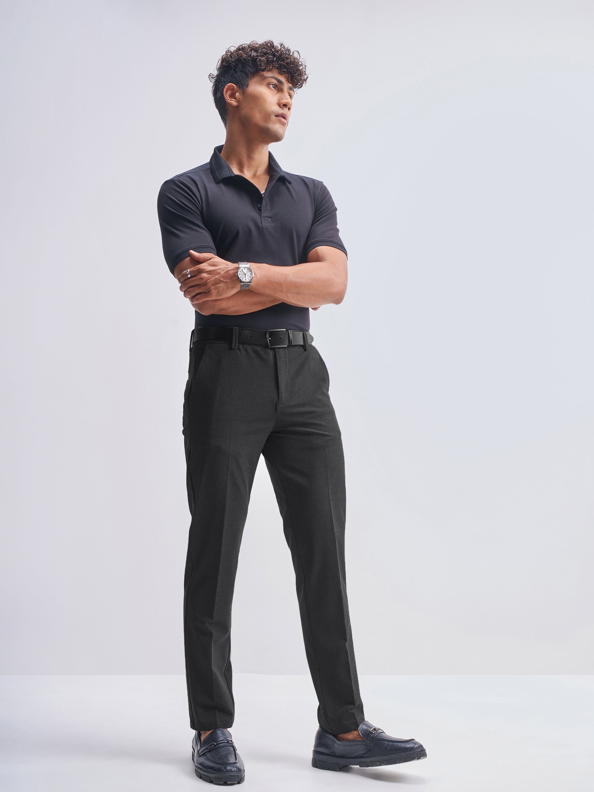 Highlander Men Grey Relaxed Fit Solid Formal Trouser - Grey - Image 2