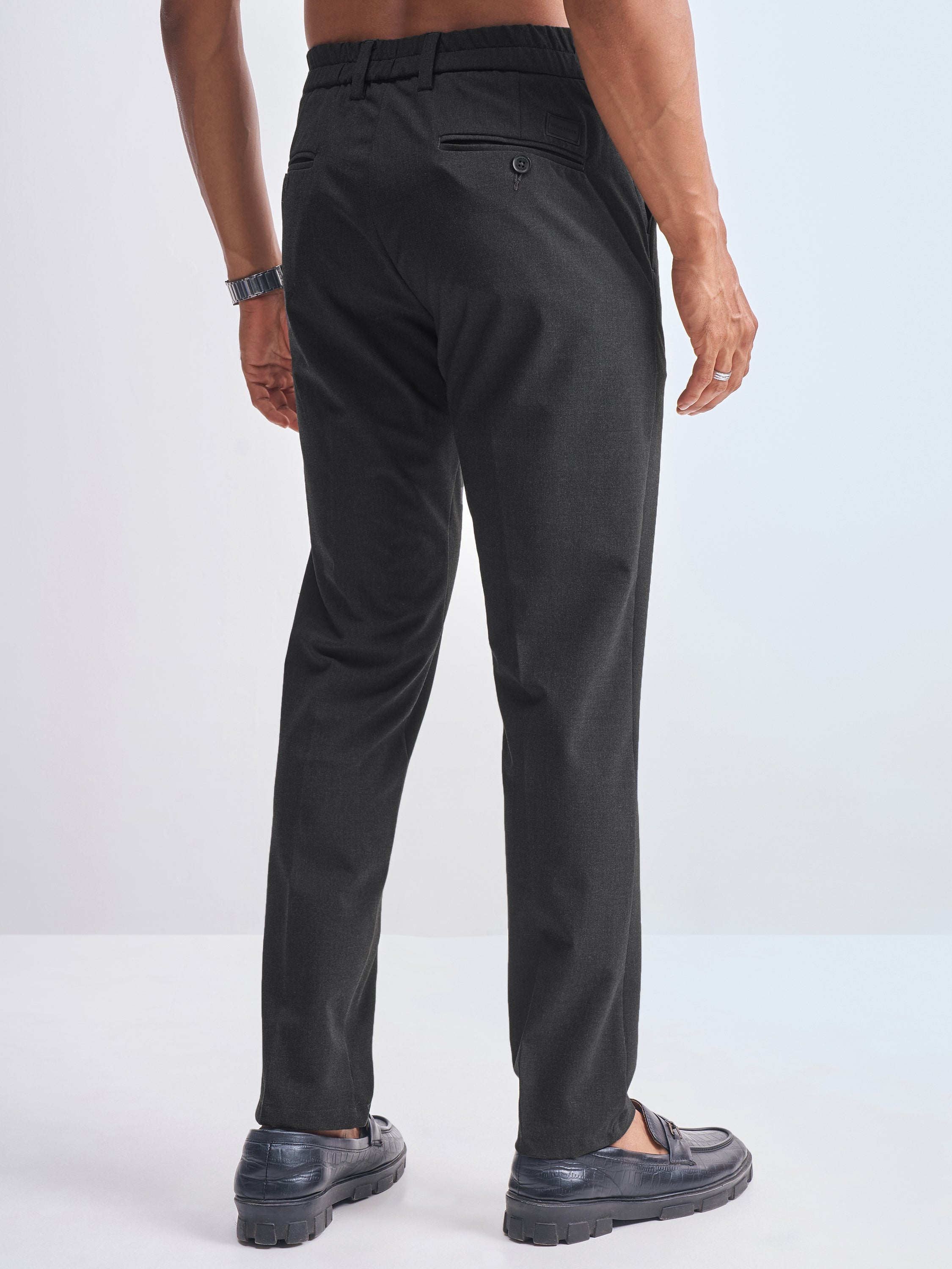 Highlander Men Grey Relaxed Fit Solid Formal Trouser - Grey - Image 3