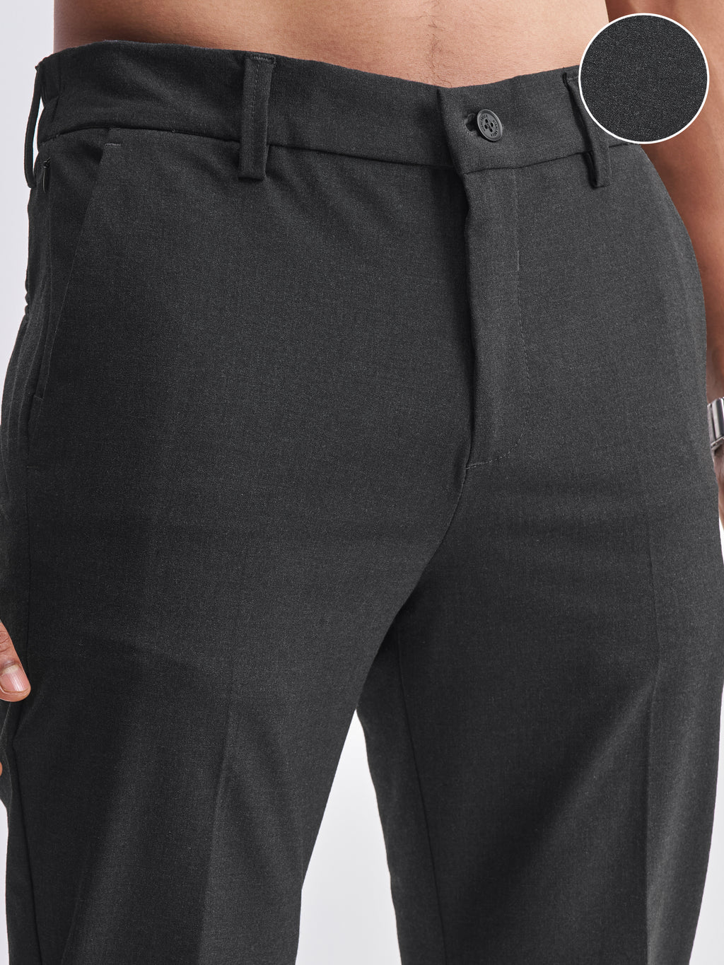 Highlander Men Grey Relaxed Fit Solid Formal Trouser - Grey - Image 5