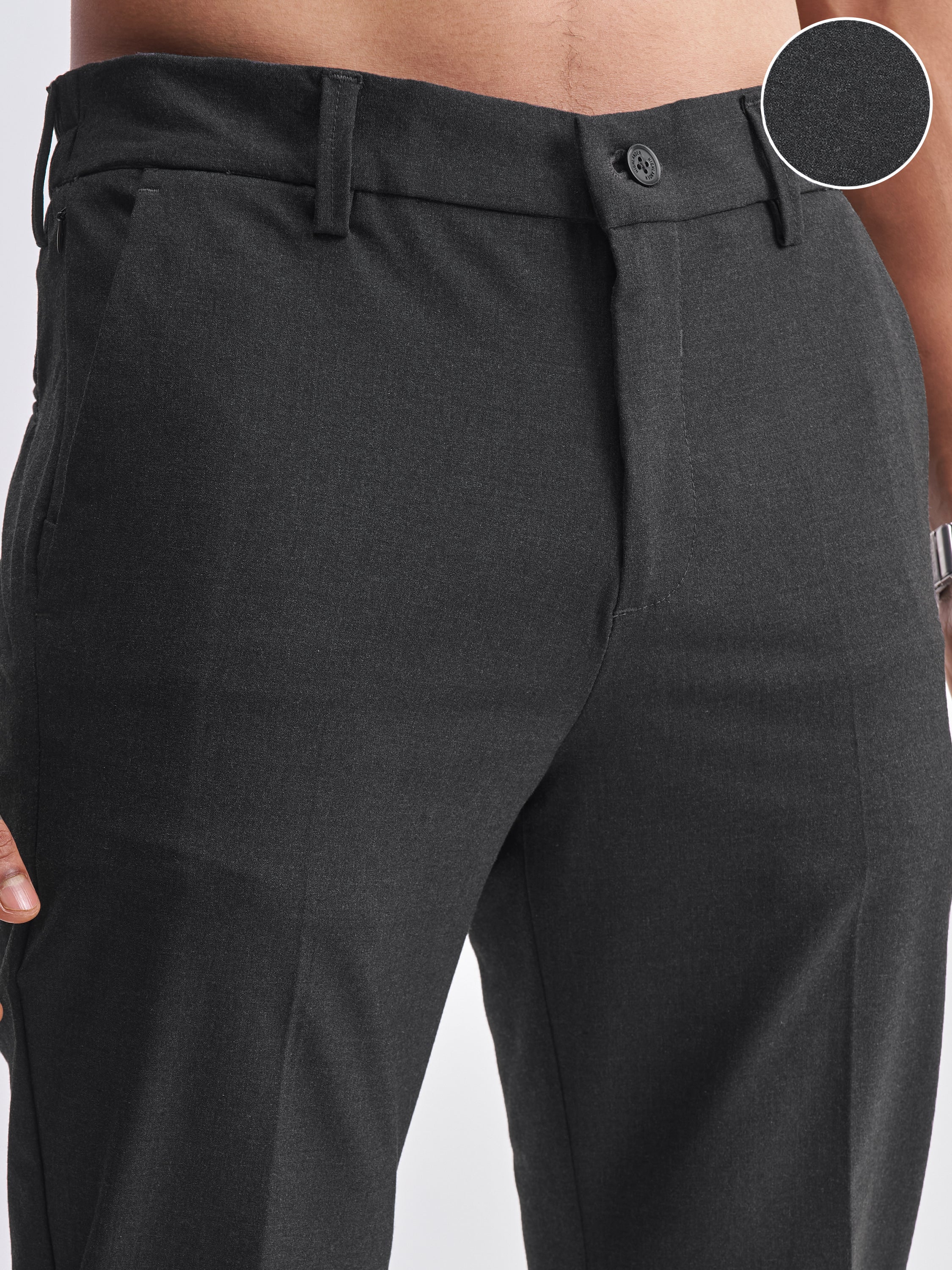 Highlander Men Grey Relaxed Fit Solid Formal Trouser - Grey - Image 5
