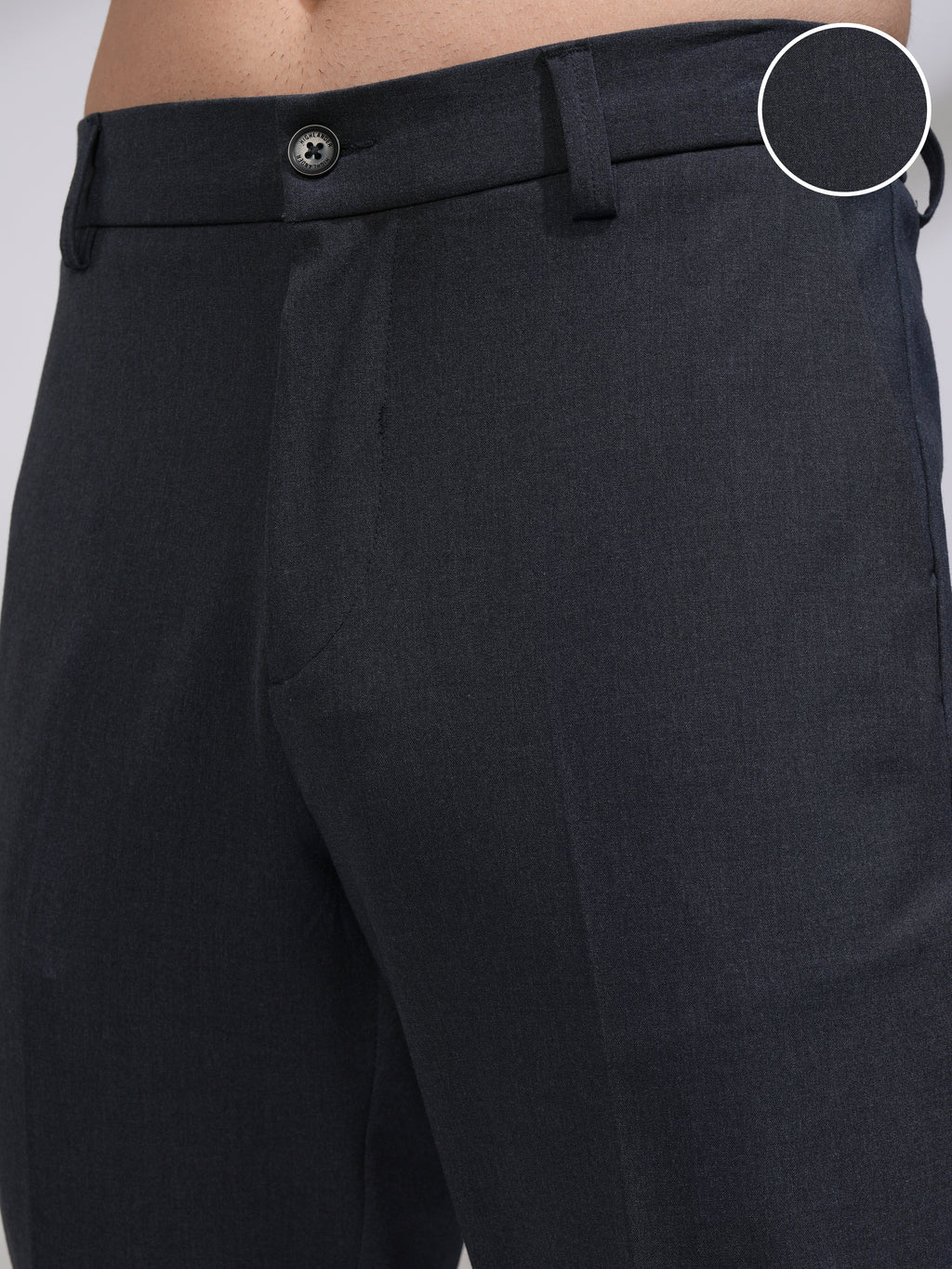 Highlander Men Navy Blue Relaxed Fit Solid Casual Trouser - Navy Blue - Image 5