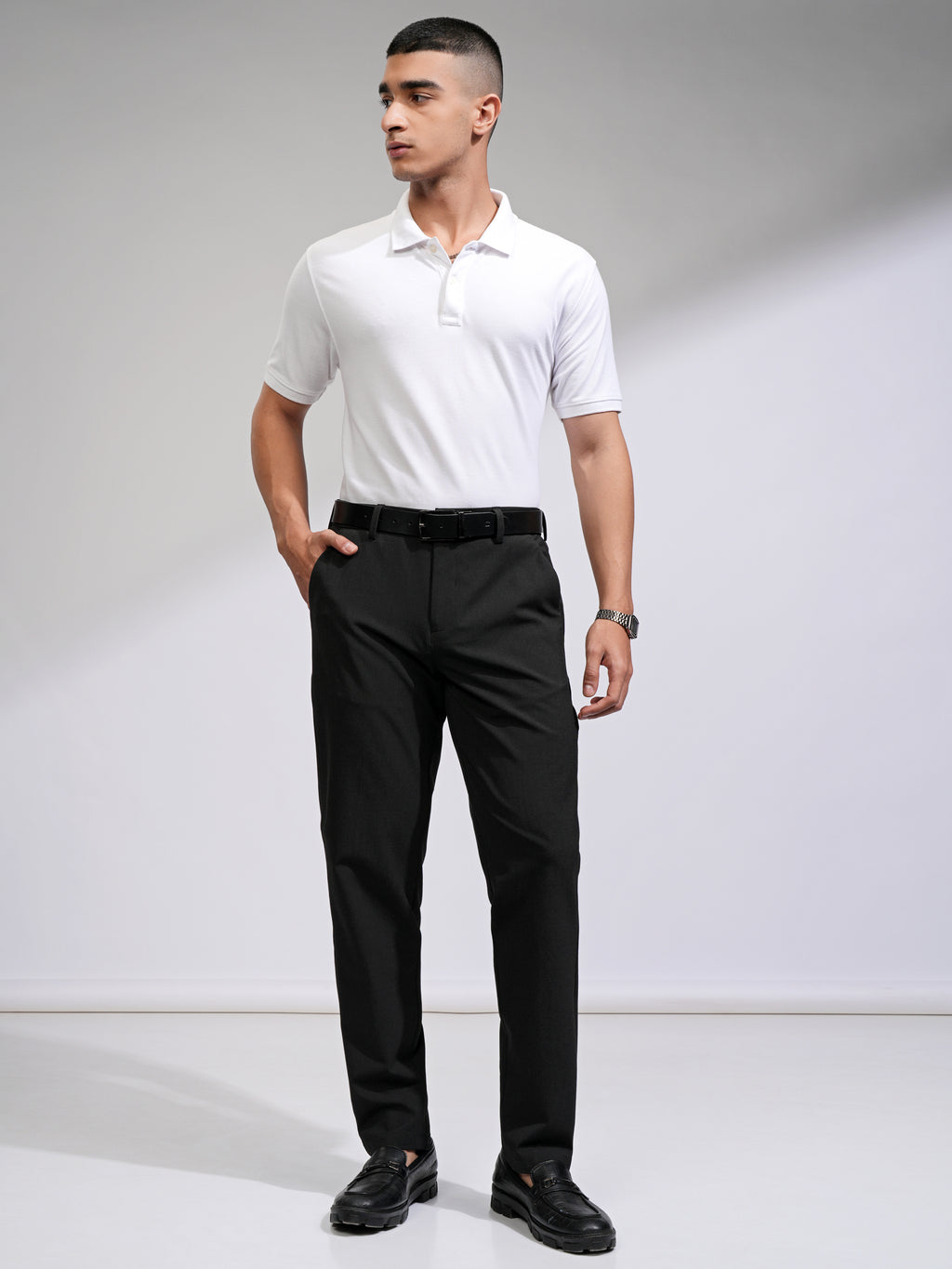 Highlander Men Black Relaxed Fit Solid Casual Trouser - Black - Image 2