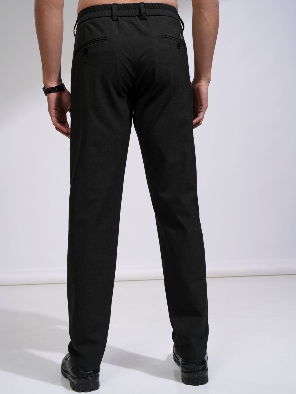 Highlander Men Black Relaxed Fit Solid Casual Trouser - Black - Image 3