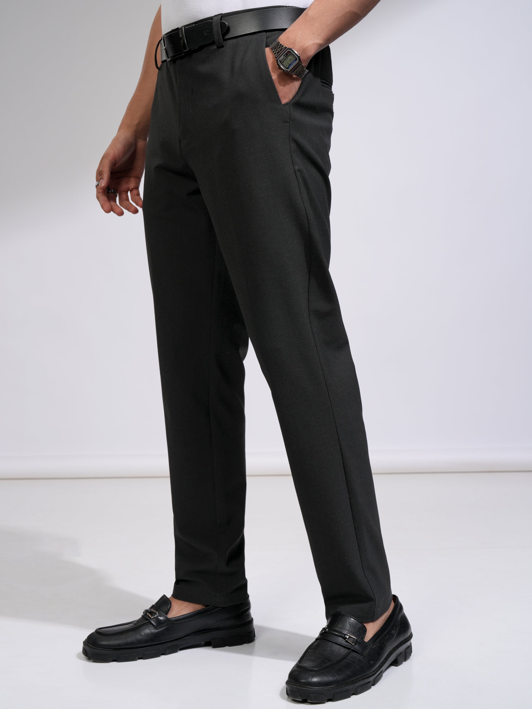 Highlander Men Black Relaxed Fit Solid Casual Trouser - Black - Image 4