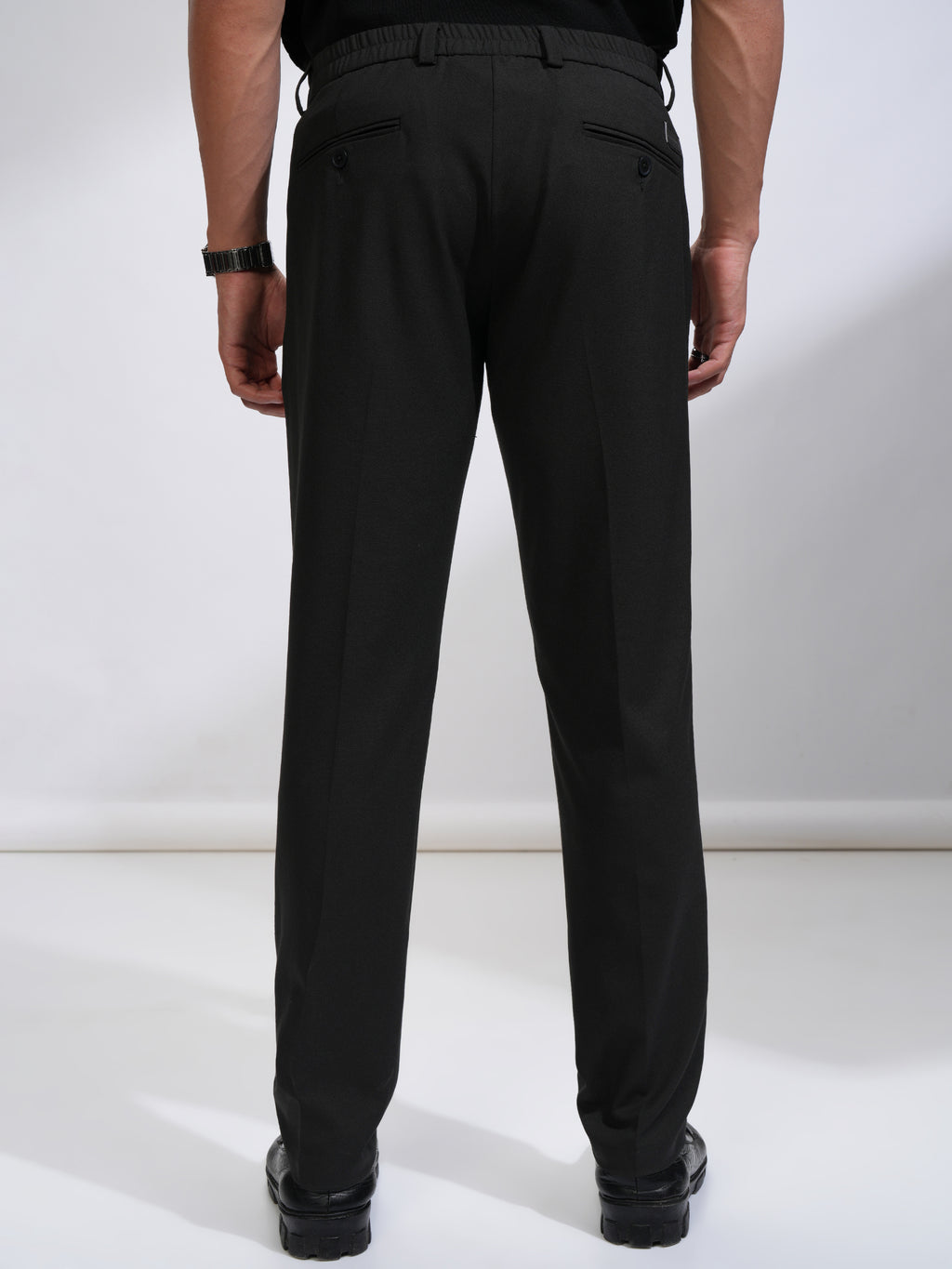 Highlander Men Black Slim Fit Solid Casual Trouser - Black - Image 3