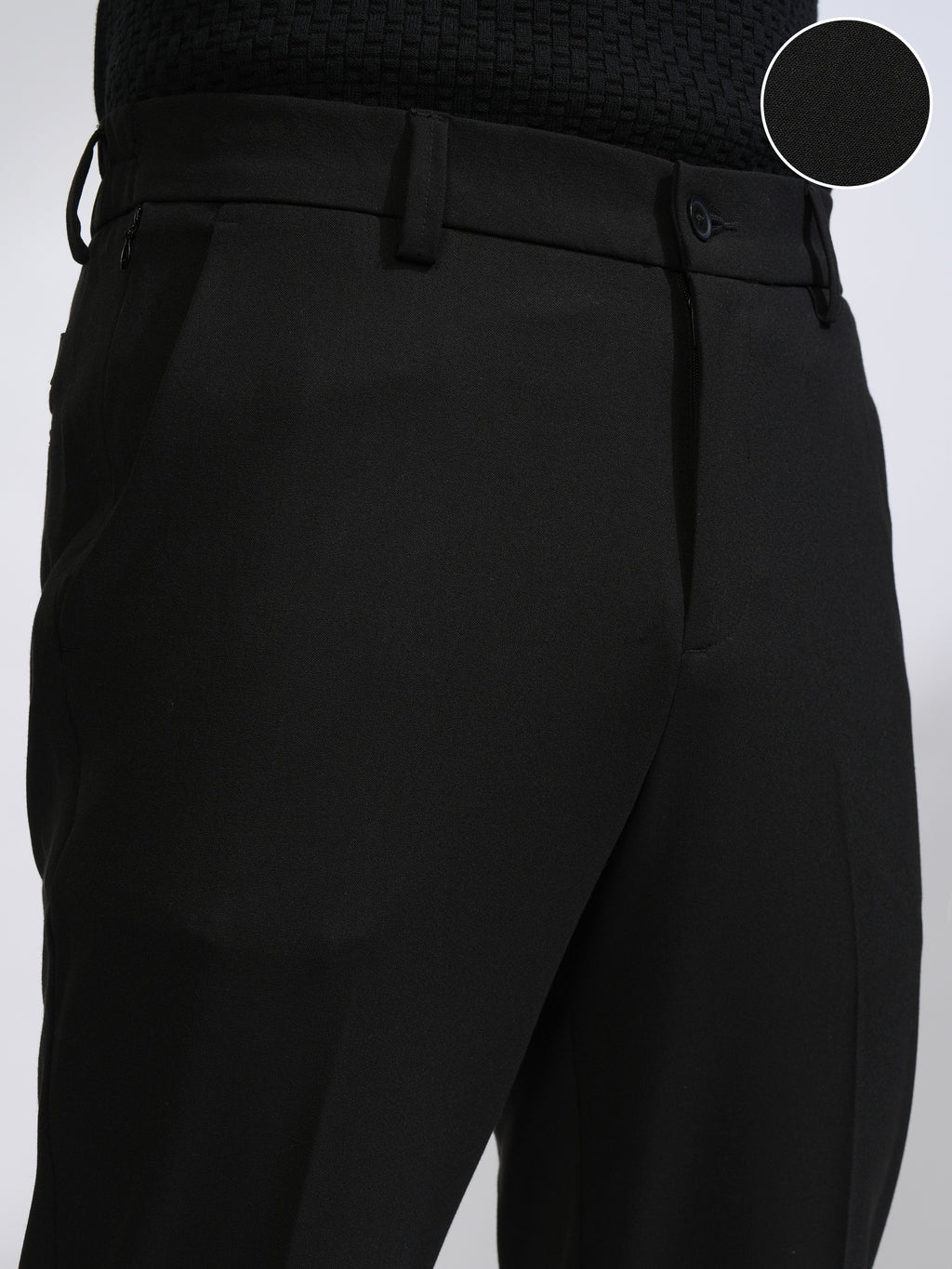 Highlander Men Black Slim Fit Solid Casual Trouser - Black - Image 5