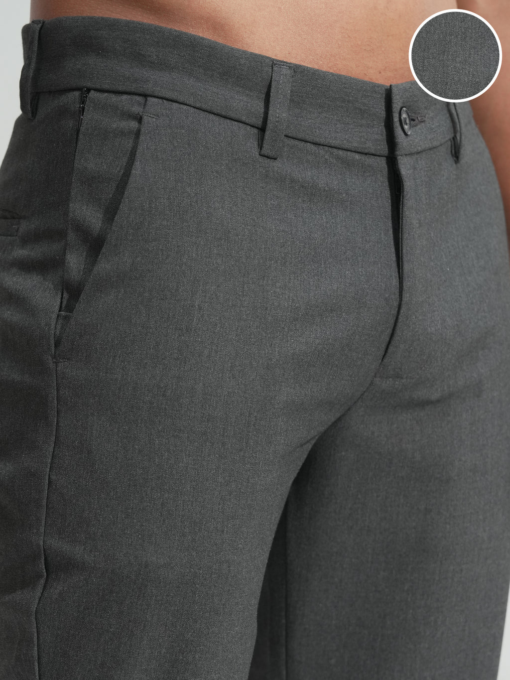 Highlander Men Grey Solid Slim Fit Regular Trousers - Grey - Image 5
