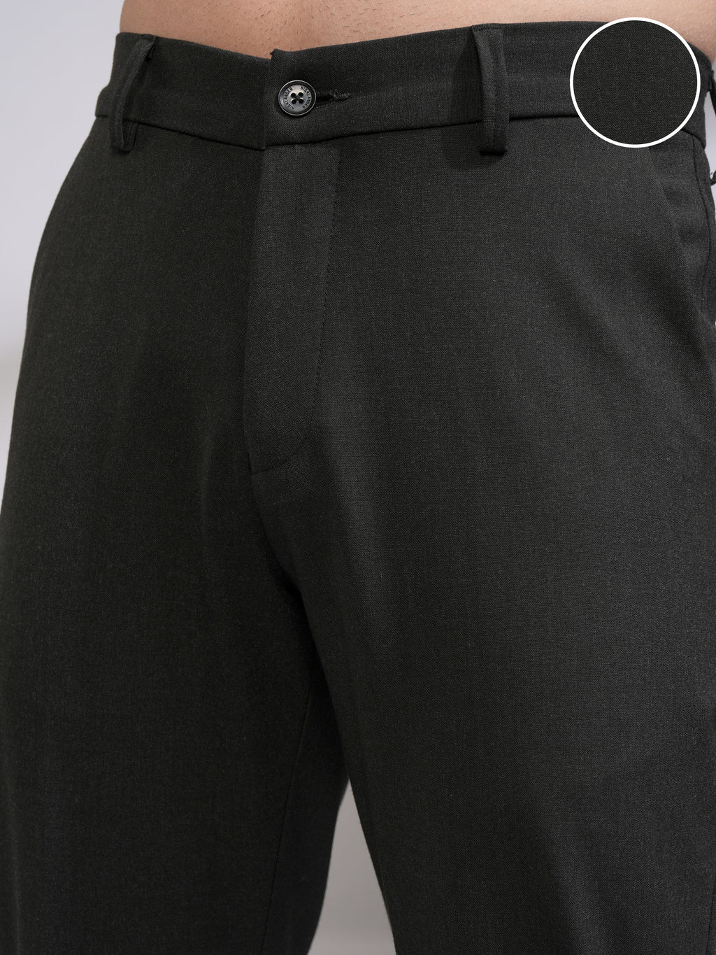 Highlander Men Charcoal Slim Fit Solid Formal Trouser - Charcoal - Image 5