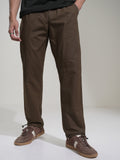 Highlander Men Brown Straight Fit Solid Casual Trouser - Brown - Image 1
