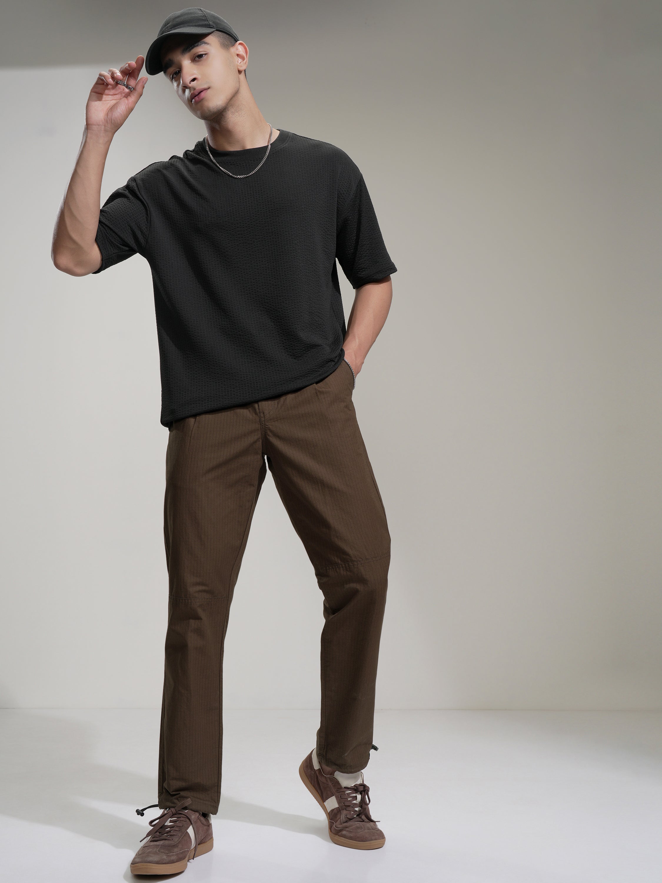 Highlander Men Brown Straight Fit Solid Casual Trouser - Brown - Image 2